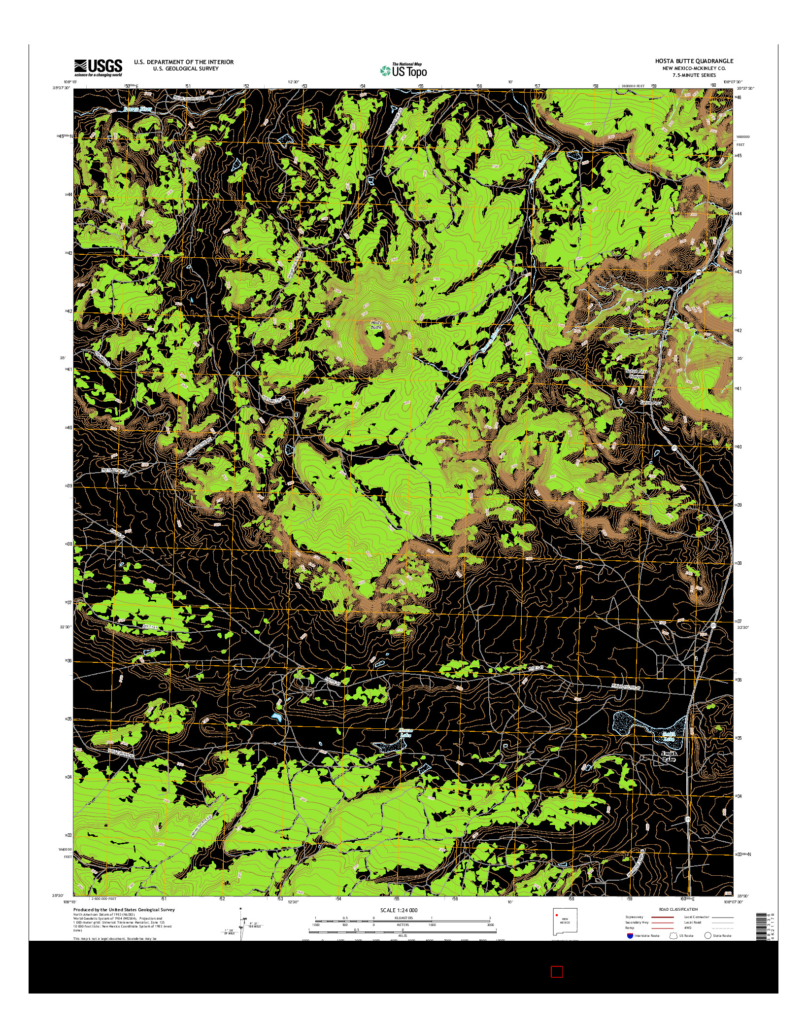 USGS US TOPO 7.5-MINUTE MAP FOR HOSTA BUTTE, NM 2017