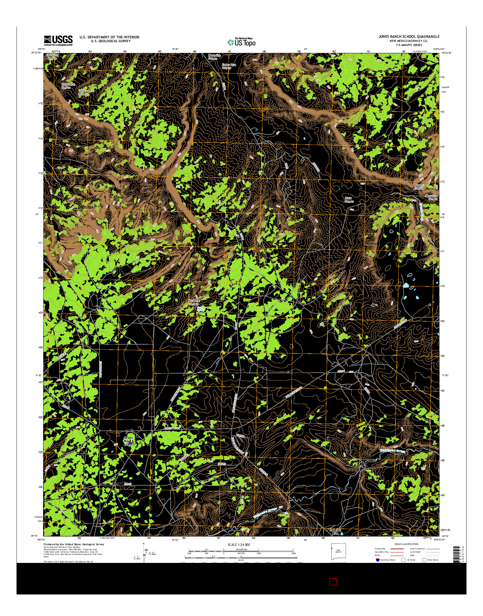 USGS US TOPO 7.5-MINUTE MAP FOR JONES RANCH SCHOOL, NM 2017