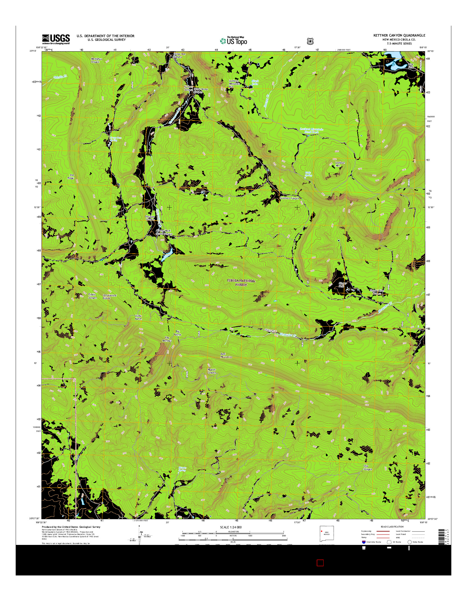 USGS US TOPO 7.5-MINUTE MAP FOR KETTNER CANYON, NM 2017