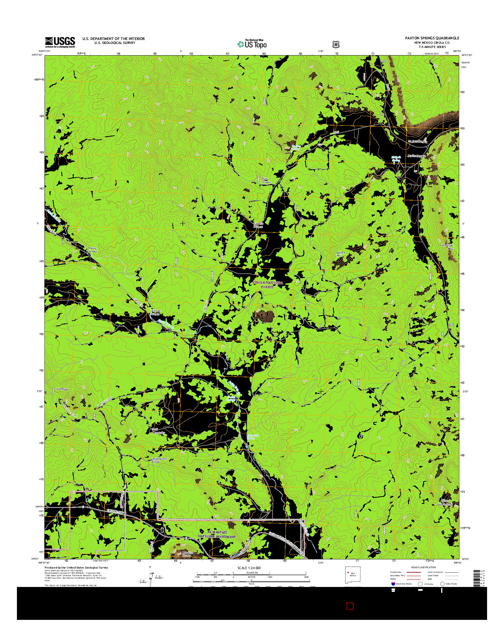 USGS US TOPO 7.5-MINUTE MAP FOR PAXTON SPRINGS, NM 2017