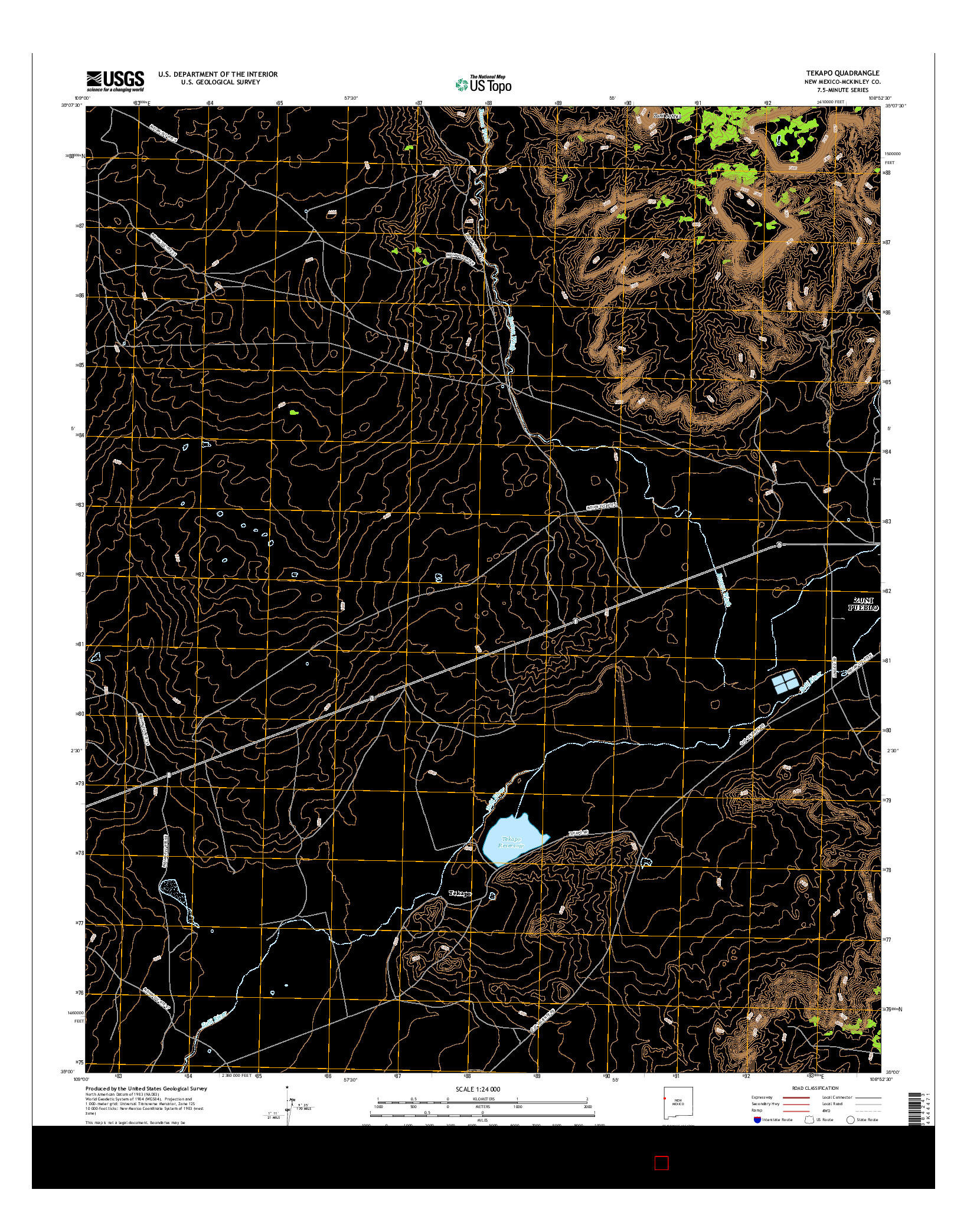 USGS US TOPO 7.5-MINUTE MAP FOR TEKAPO, NM 2017