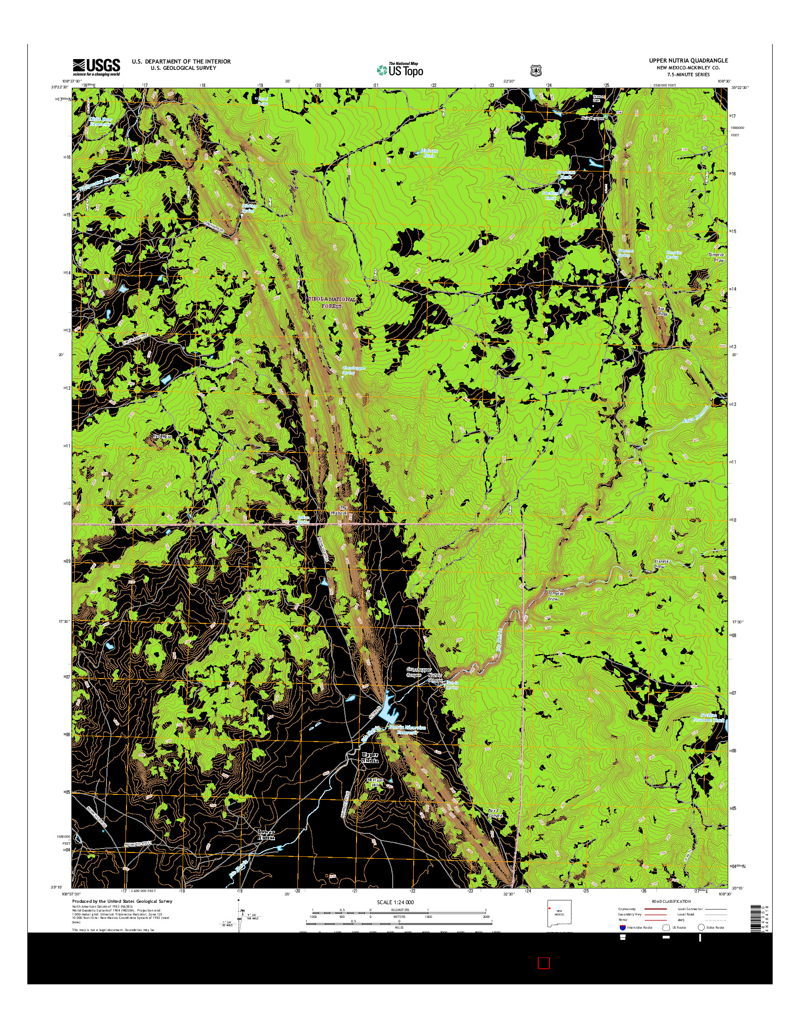 USGS US TOPO 7.5-MINUTE MAP FOR UPPER NUTRIA, NM 2017