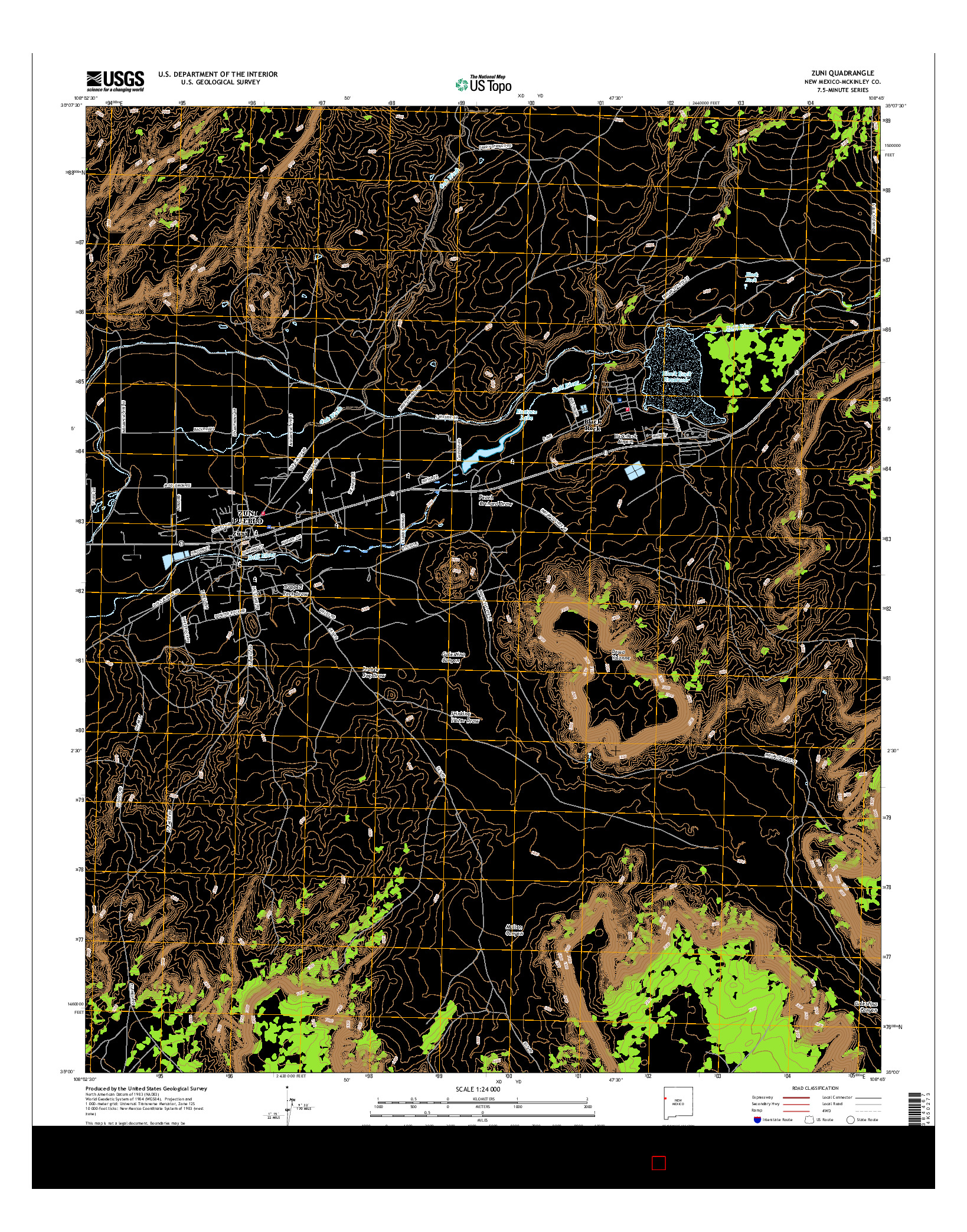 USGS US TOPO 7.5-MINUTE MAP FOR ZUNI, NM 2017