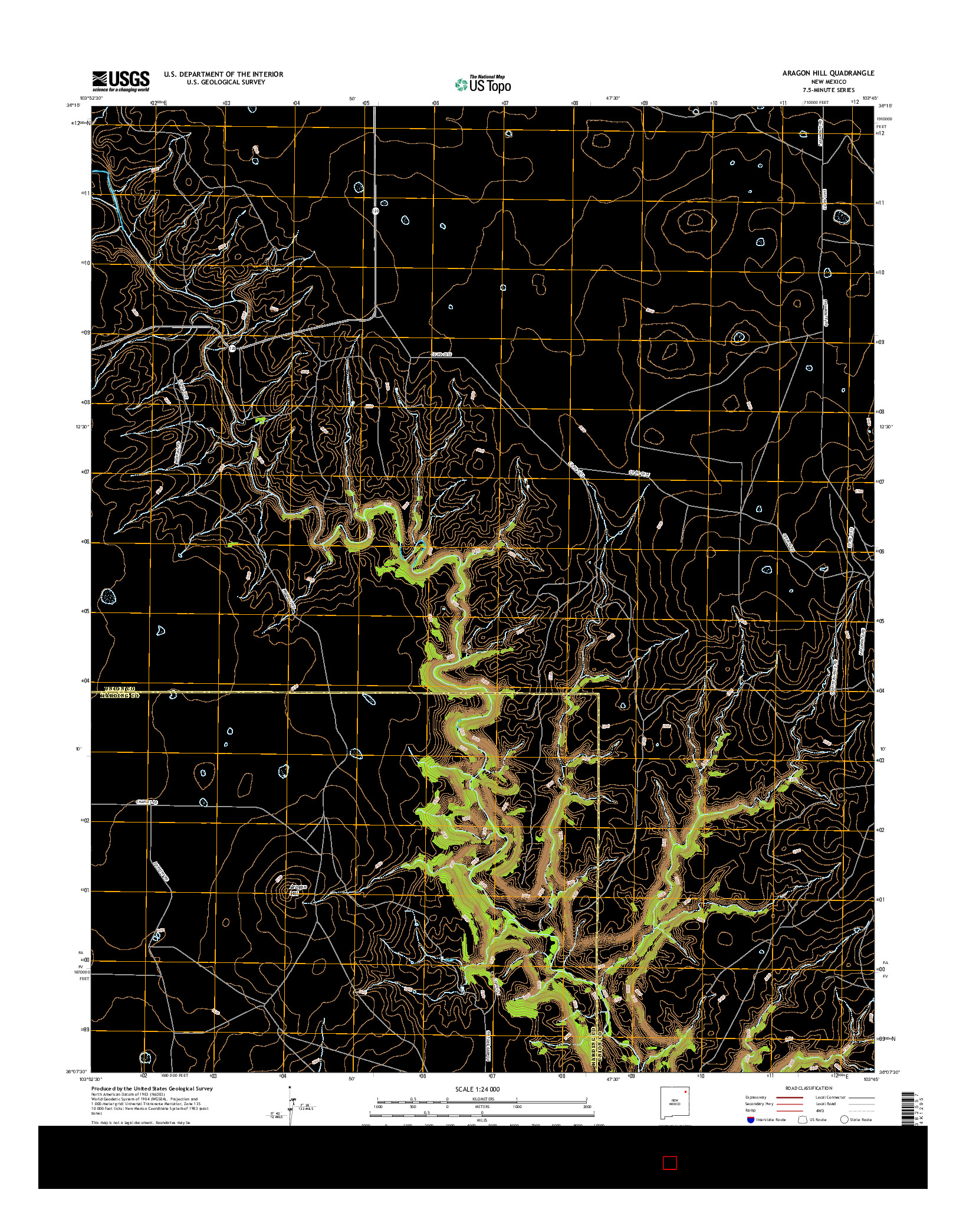 USGS US TOPO 7.5-MINUTE MAP FOR ARAGON HILL, NM 2017