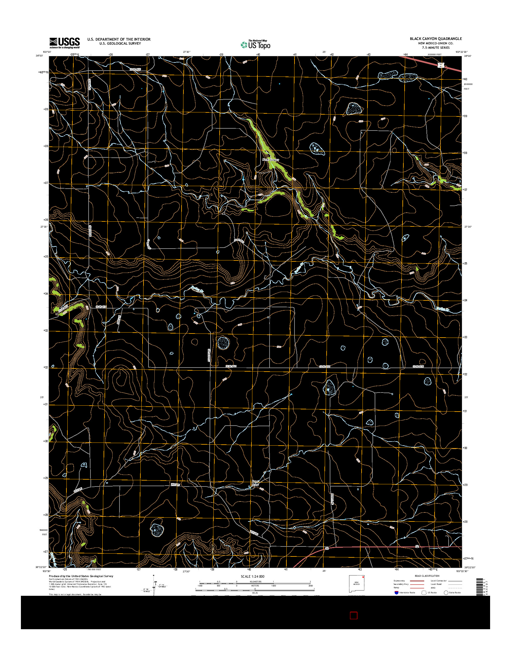 USGS US TOPO 7.5-MINUTE MAP FOR BLACK CANYON, NM 2017
