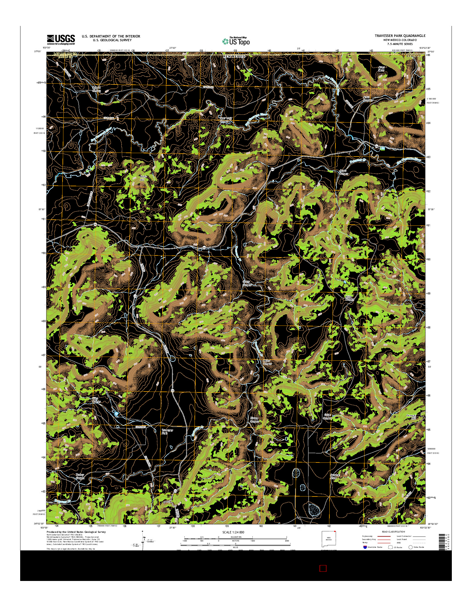 USGS US TOPO 7.5-MINUTE MAP FOR TRAVESSER PARK, NM-CO 2017