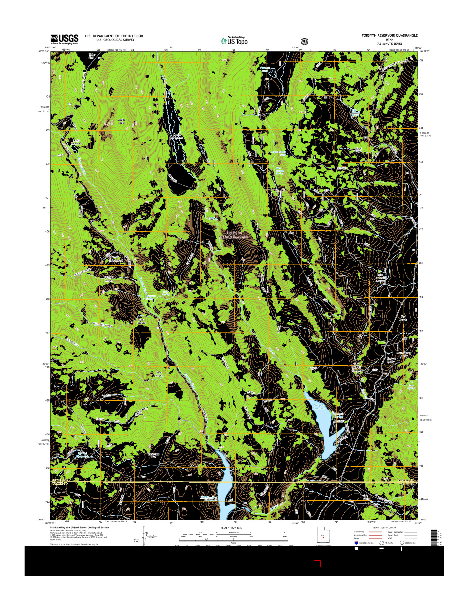USGS US TOPO 7.5-MINUTE MAP FOR FORSYTH RESERVOIR, UT 2017
