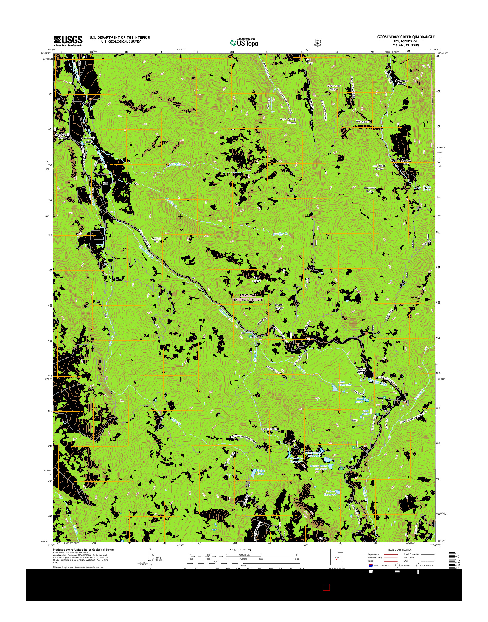 USGS US TOPO 7.5-MINUTE MAP FOR GOOSEBERRY CREEK, UT 2017