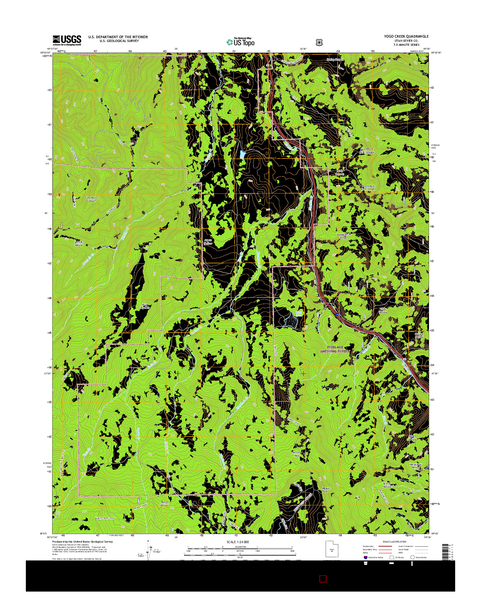 USGS US TOPO 7.5-MINUTE MAP FOR YOGO CREEK, UT 2017