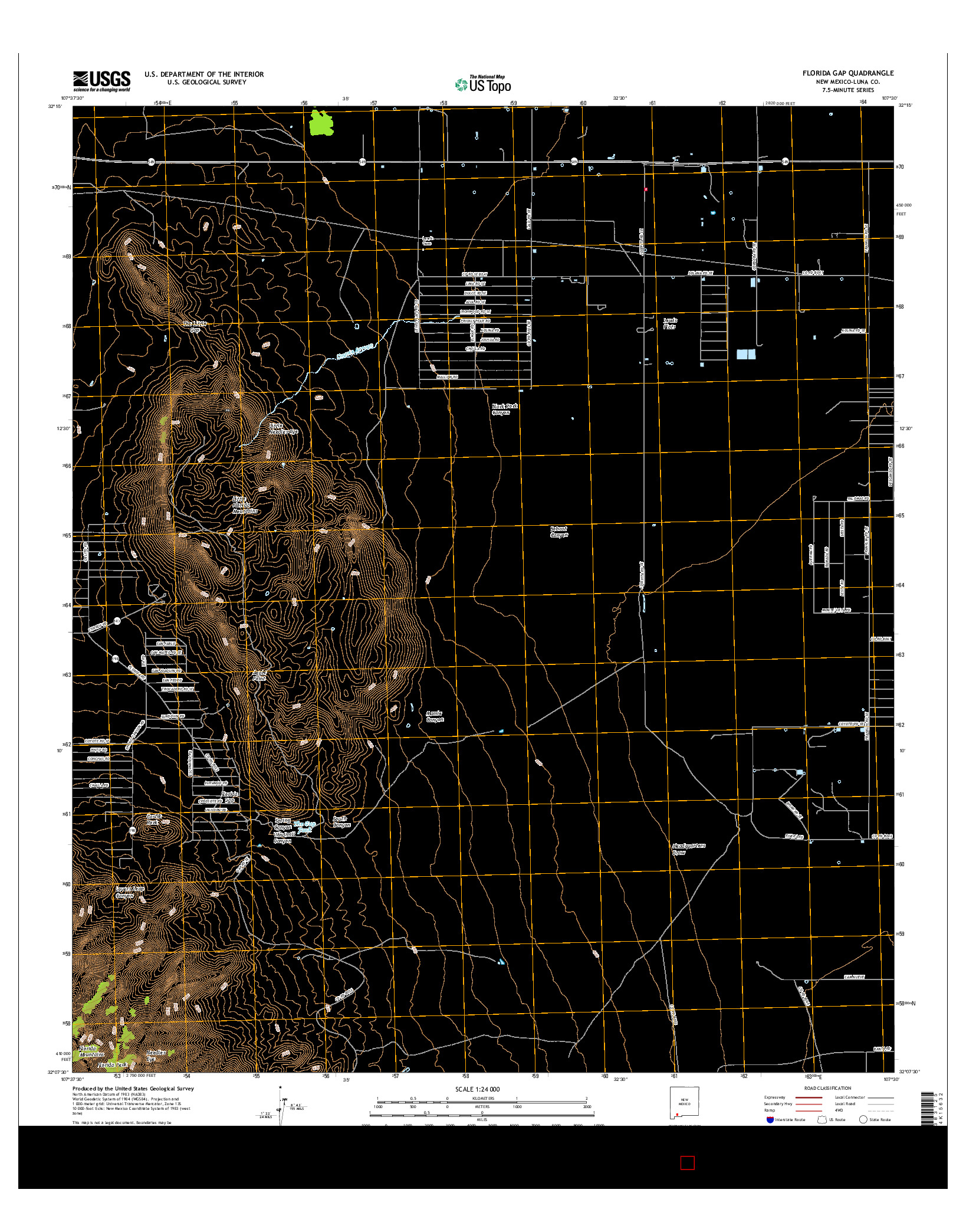 USGS US TOPO 7.5-MINUTE MAP FOR FLORIDA GAP, NM 2017