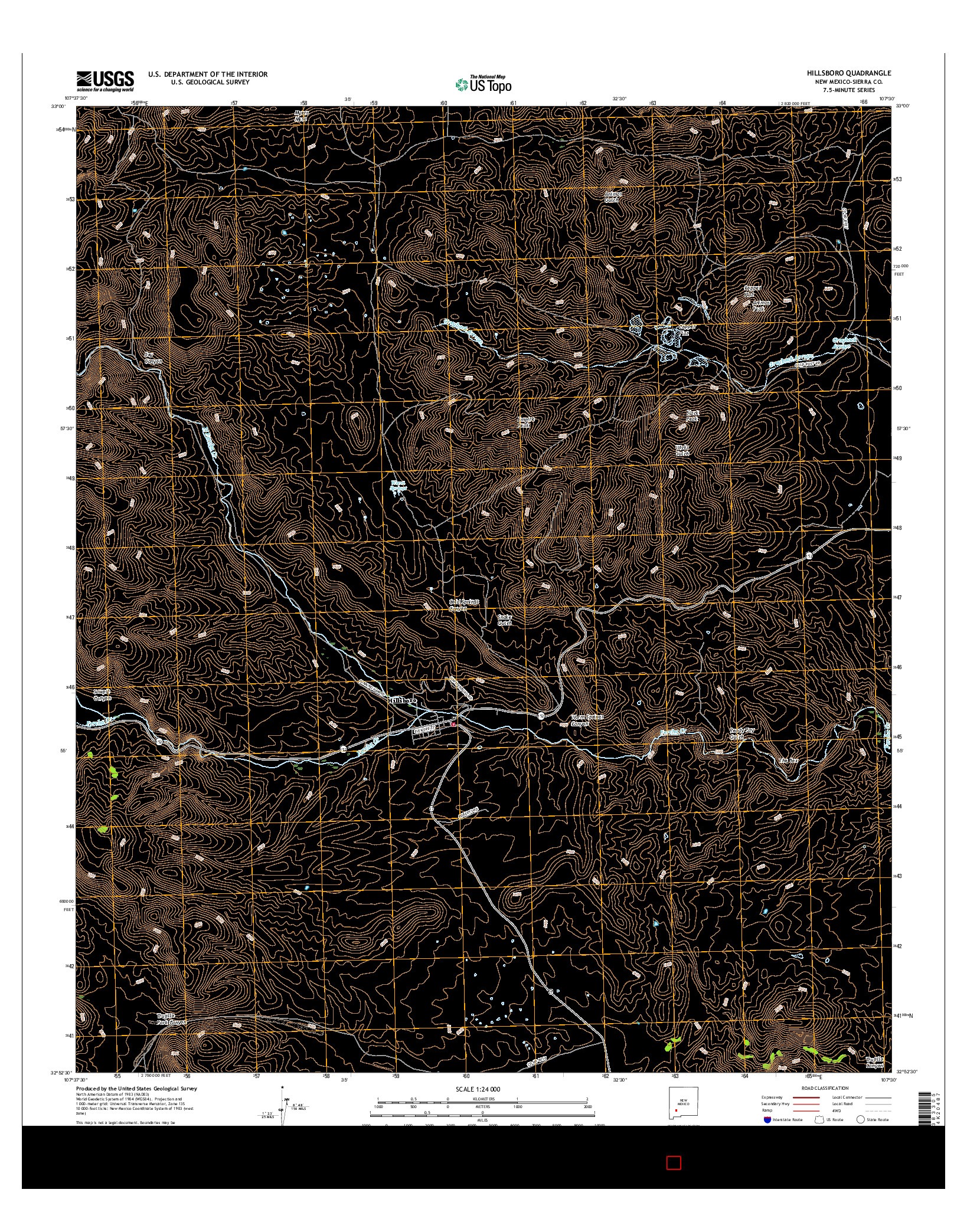 USGS US TOPO 7.5-MINUTE MAP FOR HILLSBORO, NM 2017