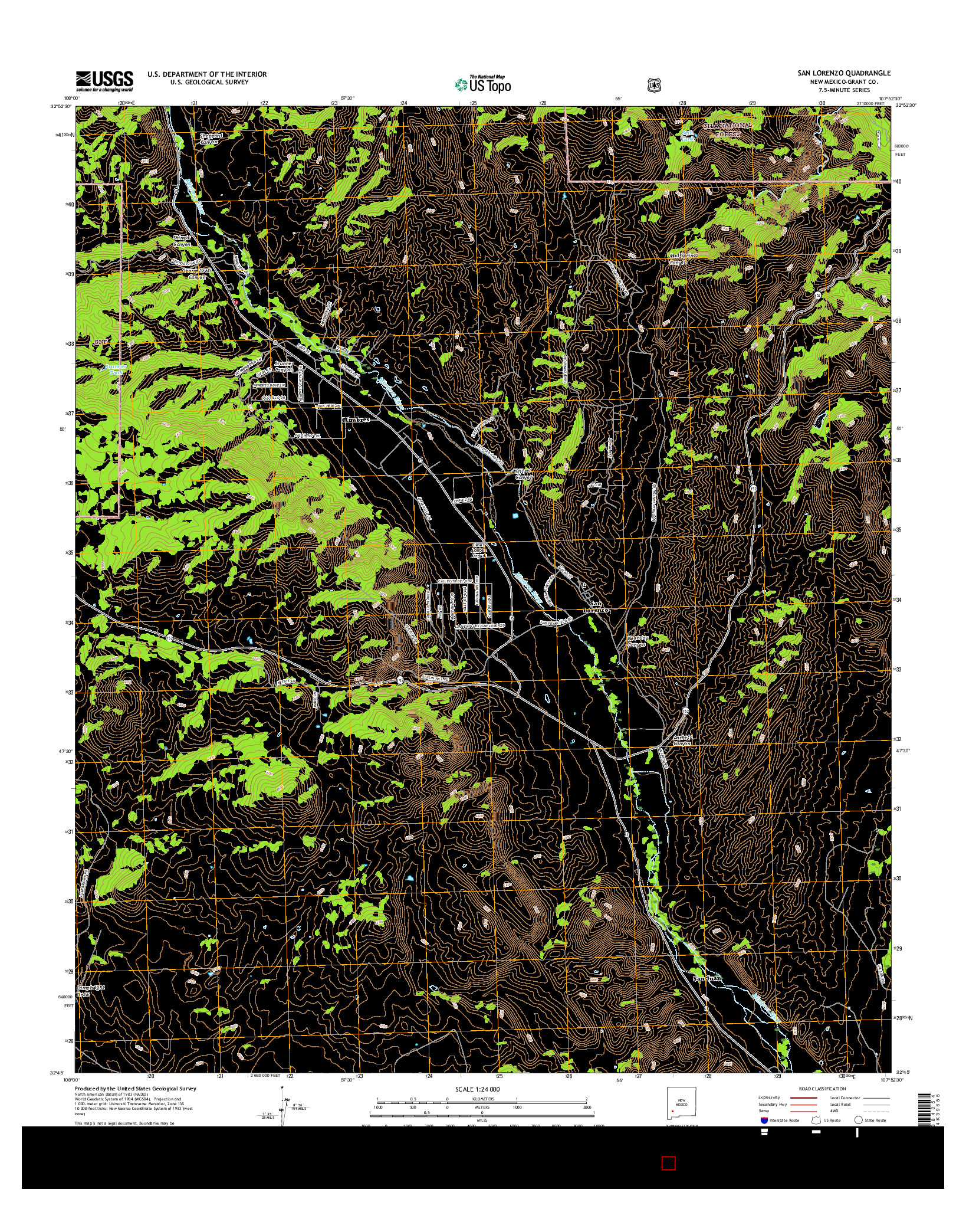 USGS US TOPO 7.5-MINUTE MAP FOR SAN LORENZO, NM 2017