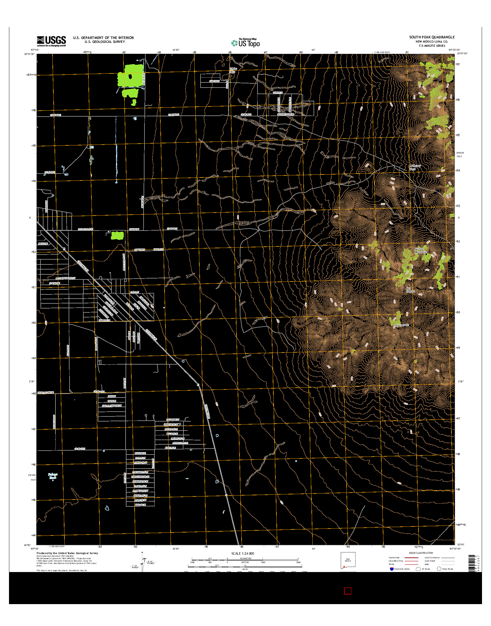 USGS US TOPO 7.5-MINUTE MAP FOR SOUTH PEAK, NM 2017