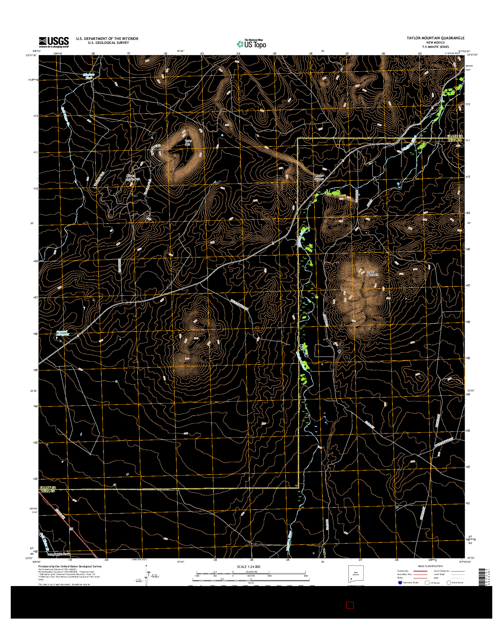 USGS US TOPO 7.5-MINUTE MAP FOR TAYLOR MOUNTAIN, NM 2017