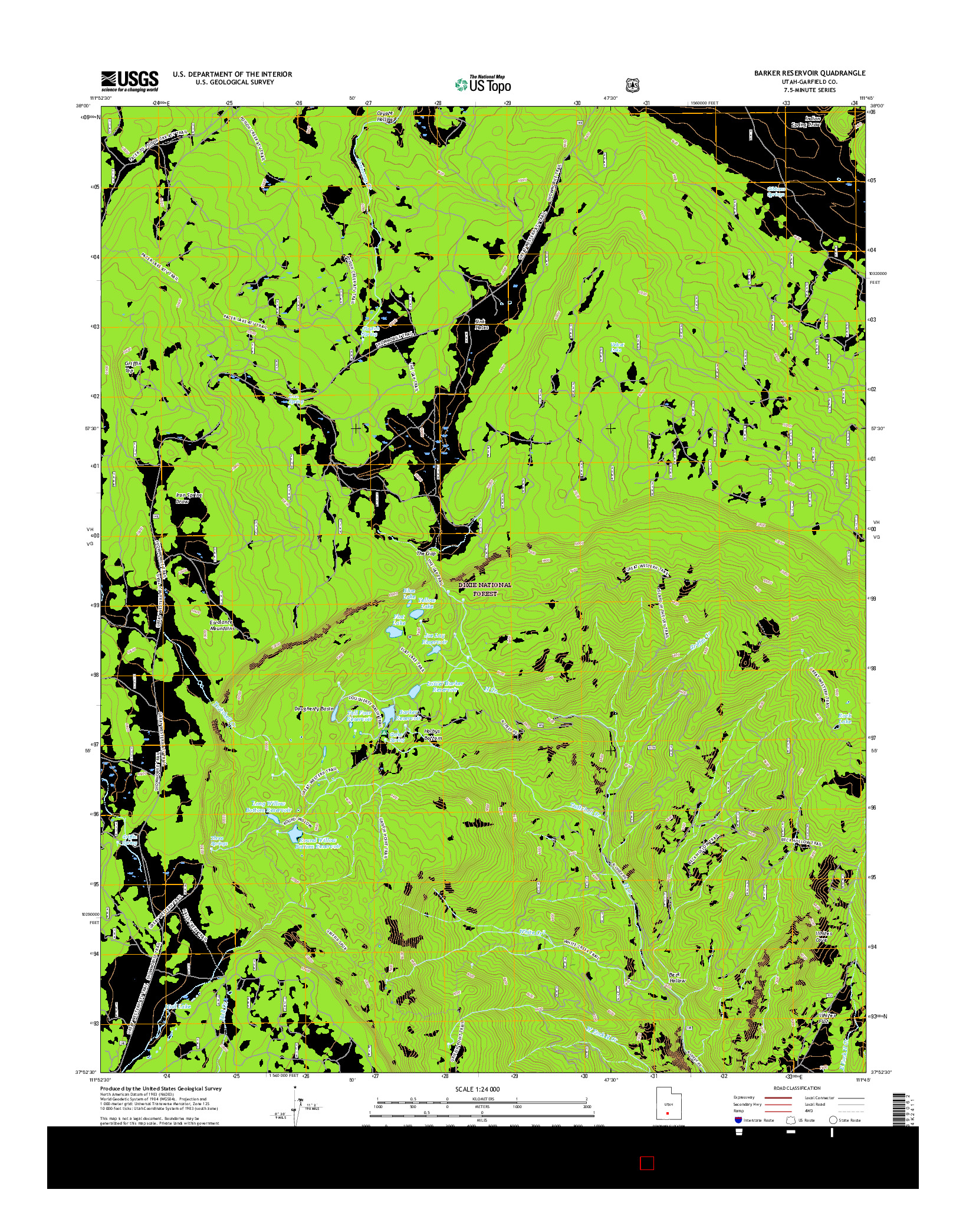 USGS US TOPO 7.5-MINUTE MAP FOR BARKER RESERVOIR, UT 2017