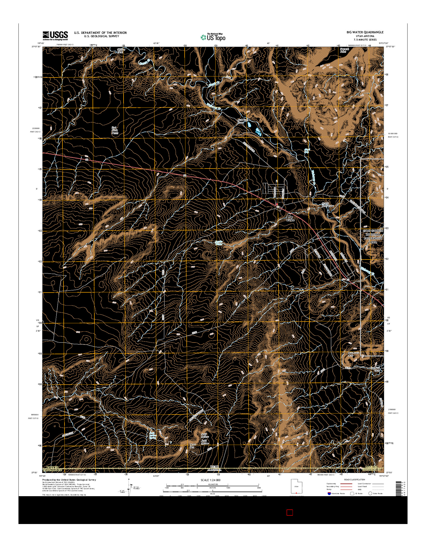 USGS US TOPO 7.5-MINUTE MAP FOR BIG WATER, UT-AZ 2017