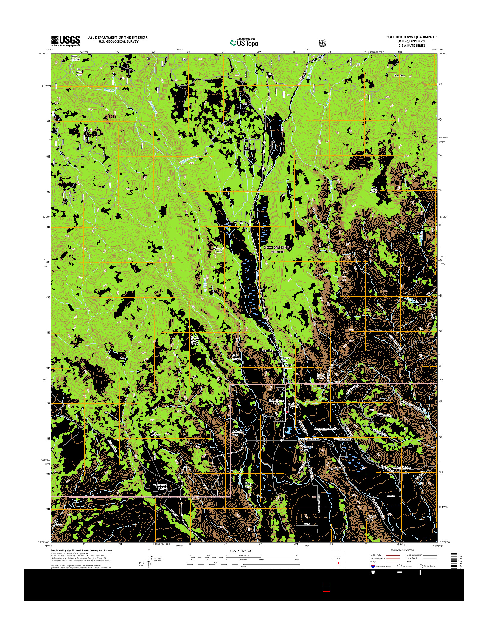 USGS US TOPO 7.5-MINUTE MAP FOR BOULDER TOWN, UT 2017