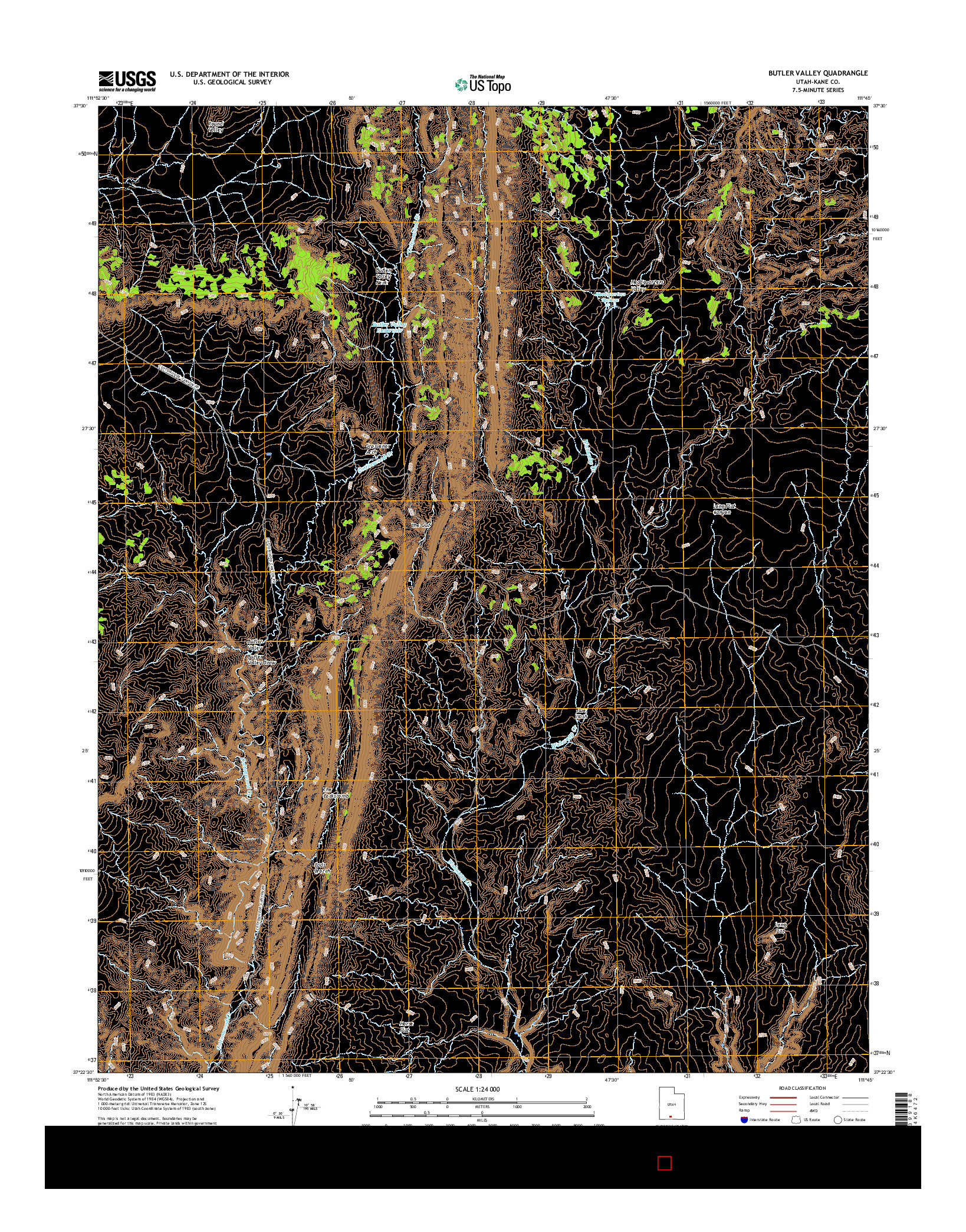 USGS US TOPO 7.5-MINUTE MAP FOR BUTLER VALLEY, UT 2017