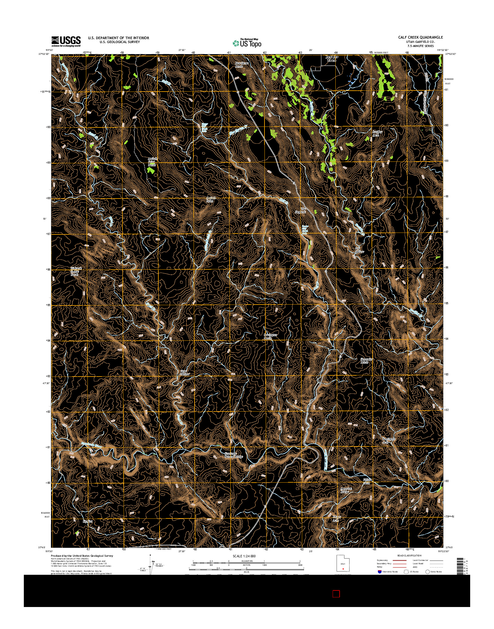 USGS US TOPO 7.5-MINUTE MAP FOR CALF CREEK, UT 2017