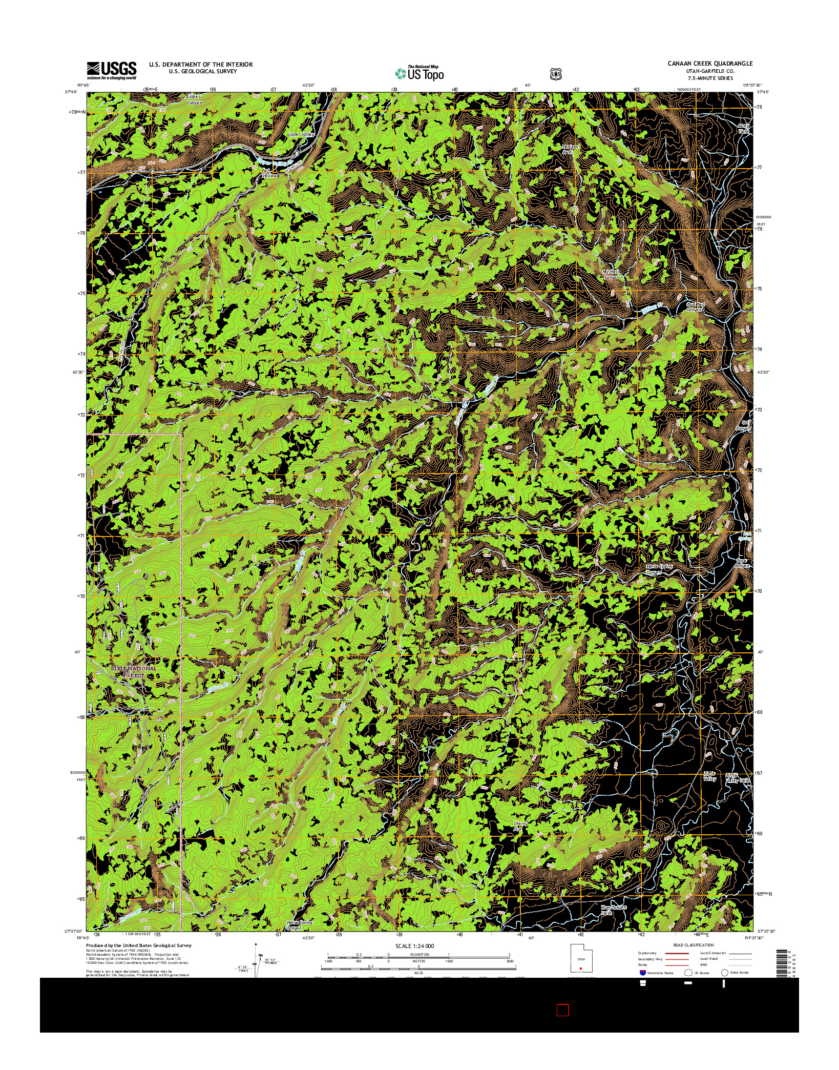 USGS US TOPO 7.5-MINUTE MAP FOR CANAAN CREEK, UT 2017