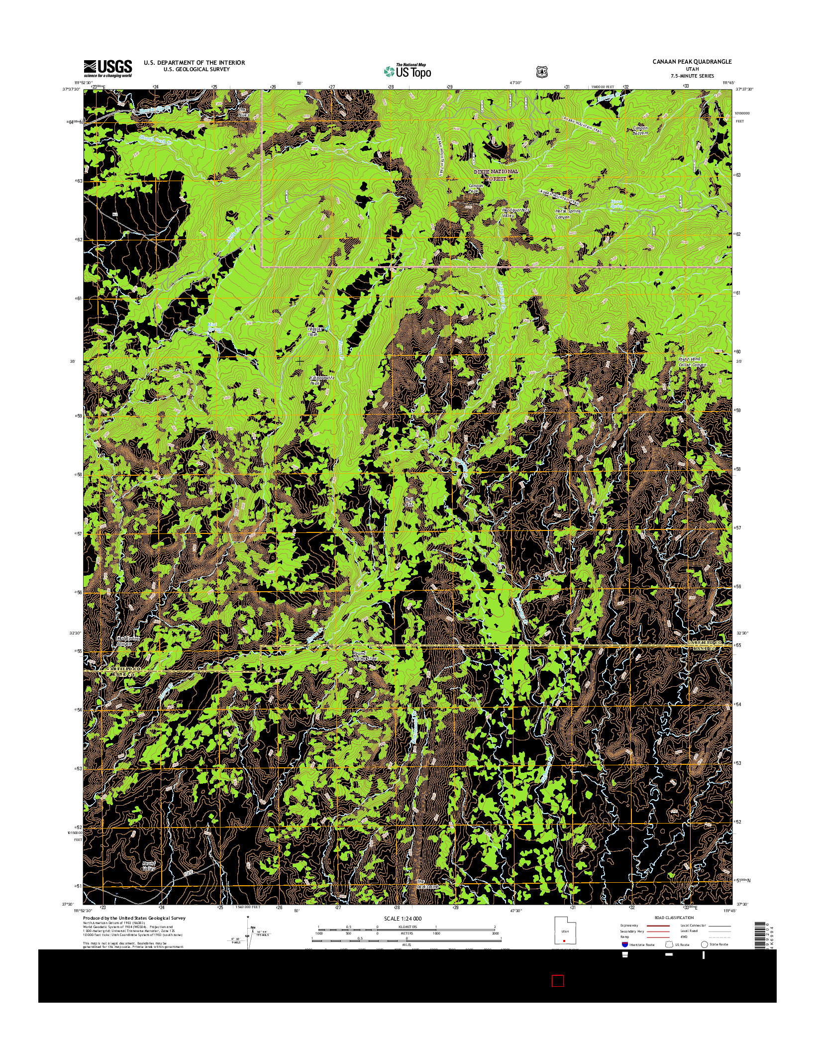 USGS US TOPO 7.5-MINUTE MAP FOR CANAAN PEAK, UT 2017