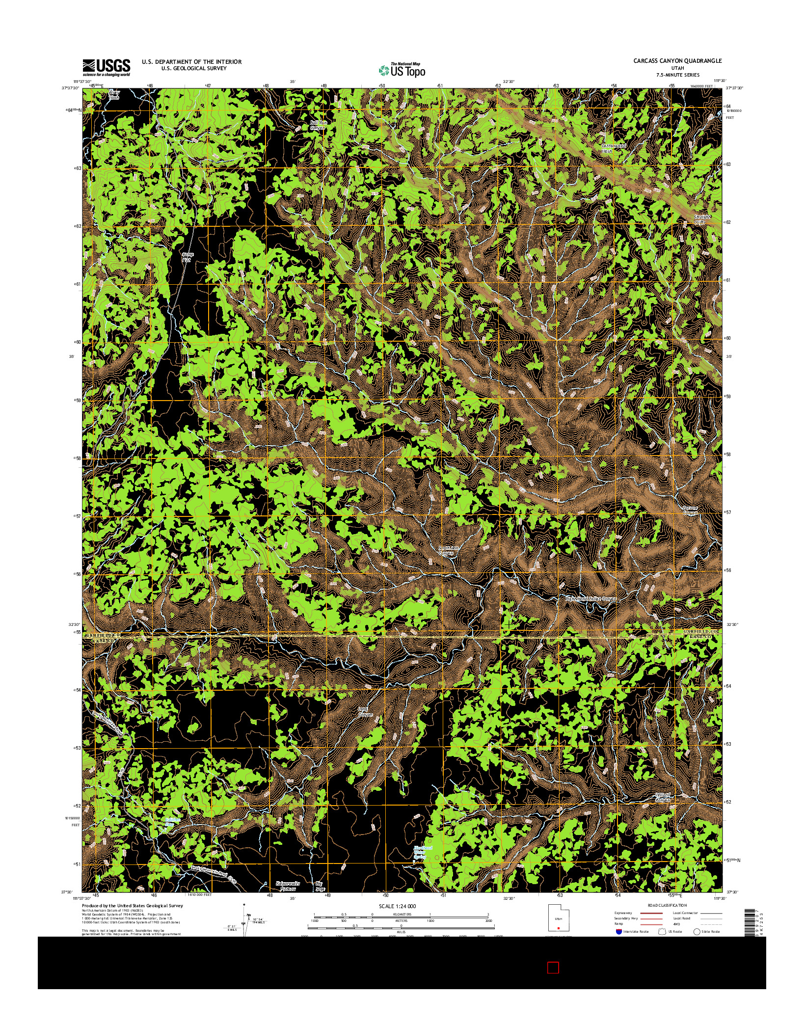 USGS US TOPO 7.5-MINUTE MAP FOR CARCASS CANYON, UT 2017