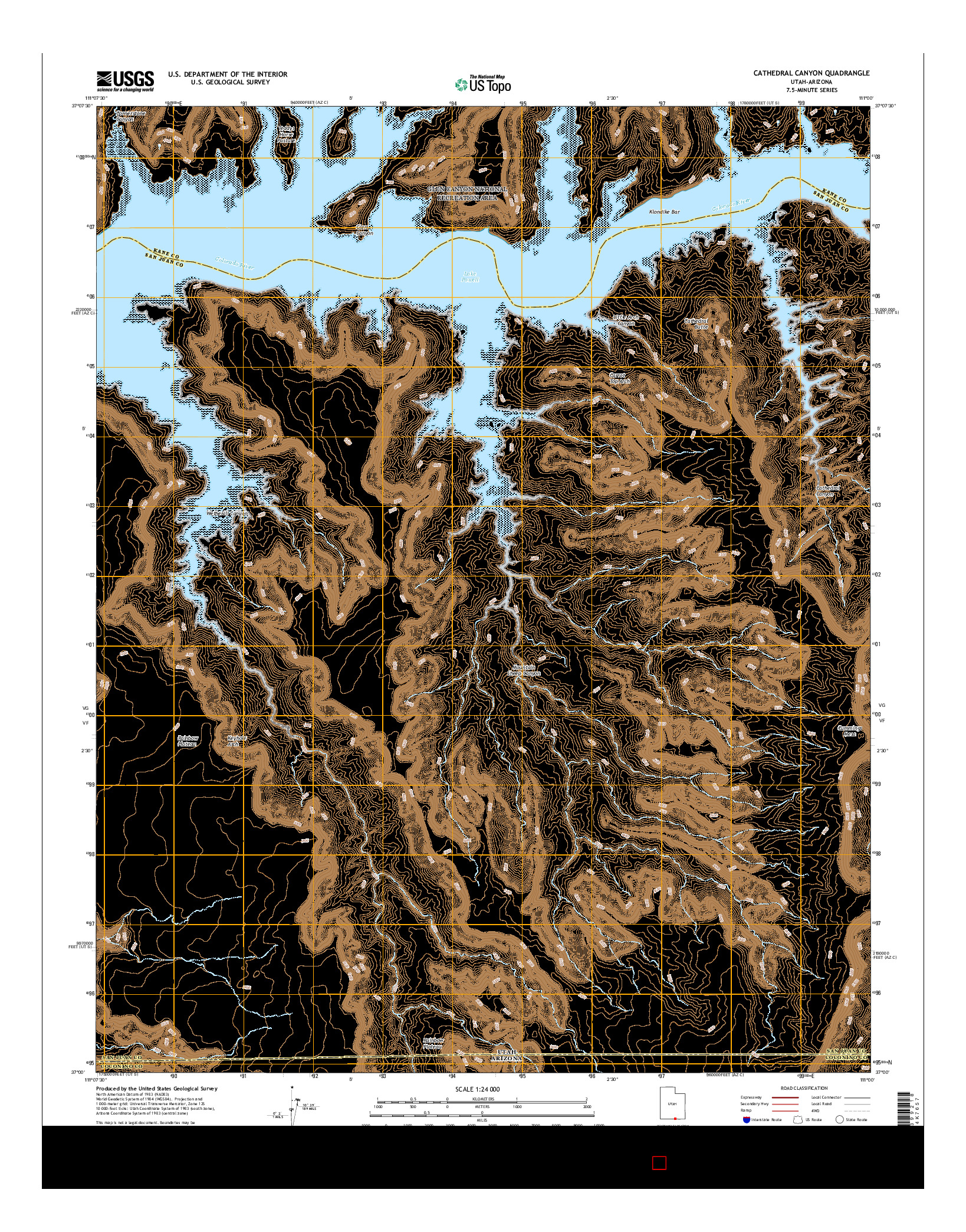 USGS US TOPO 7.5-MINUTE MAP FOR CATHEDRAL CANYON, UT-AZ 2017