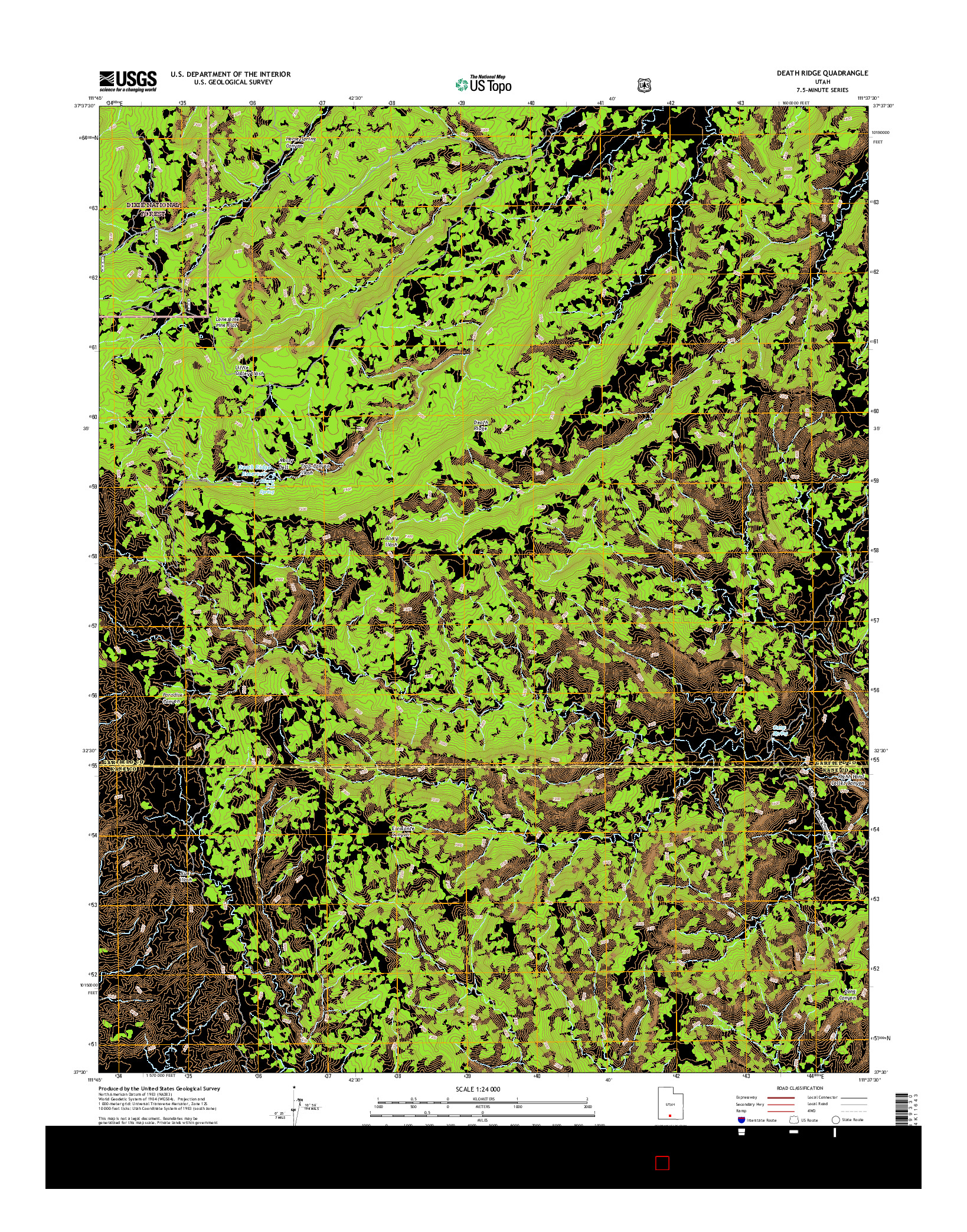 USGS US TOPO 7.5-MINUTE MAP FOR DEATH RIDGE, UT 2017