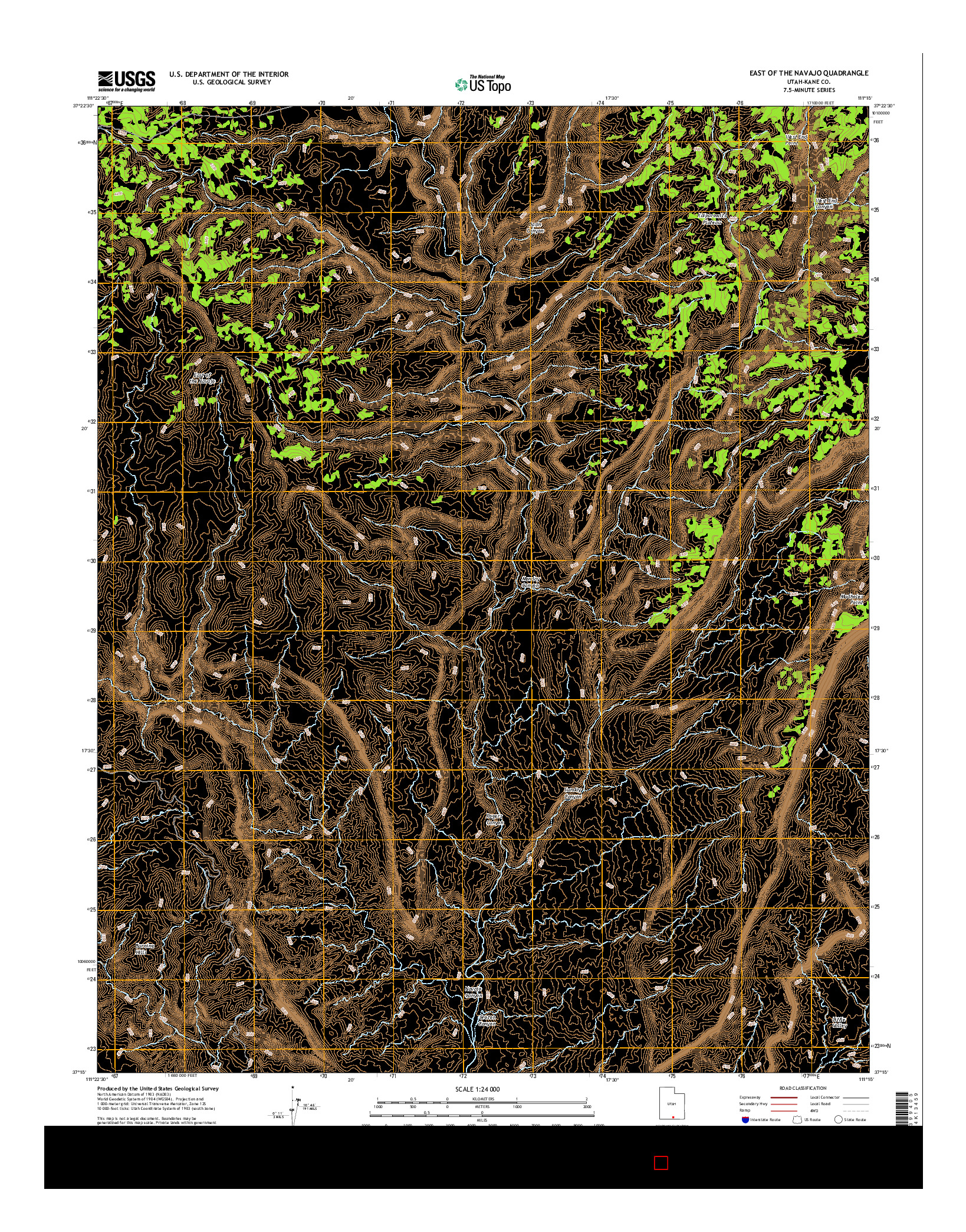 USGS US TOPO 7.5-MINUTE MAP FOR EAST OF THE NAVAJO, UT 2017