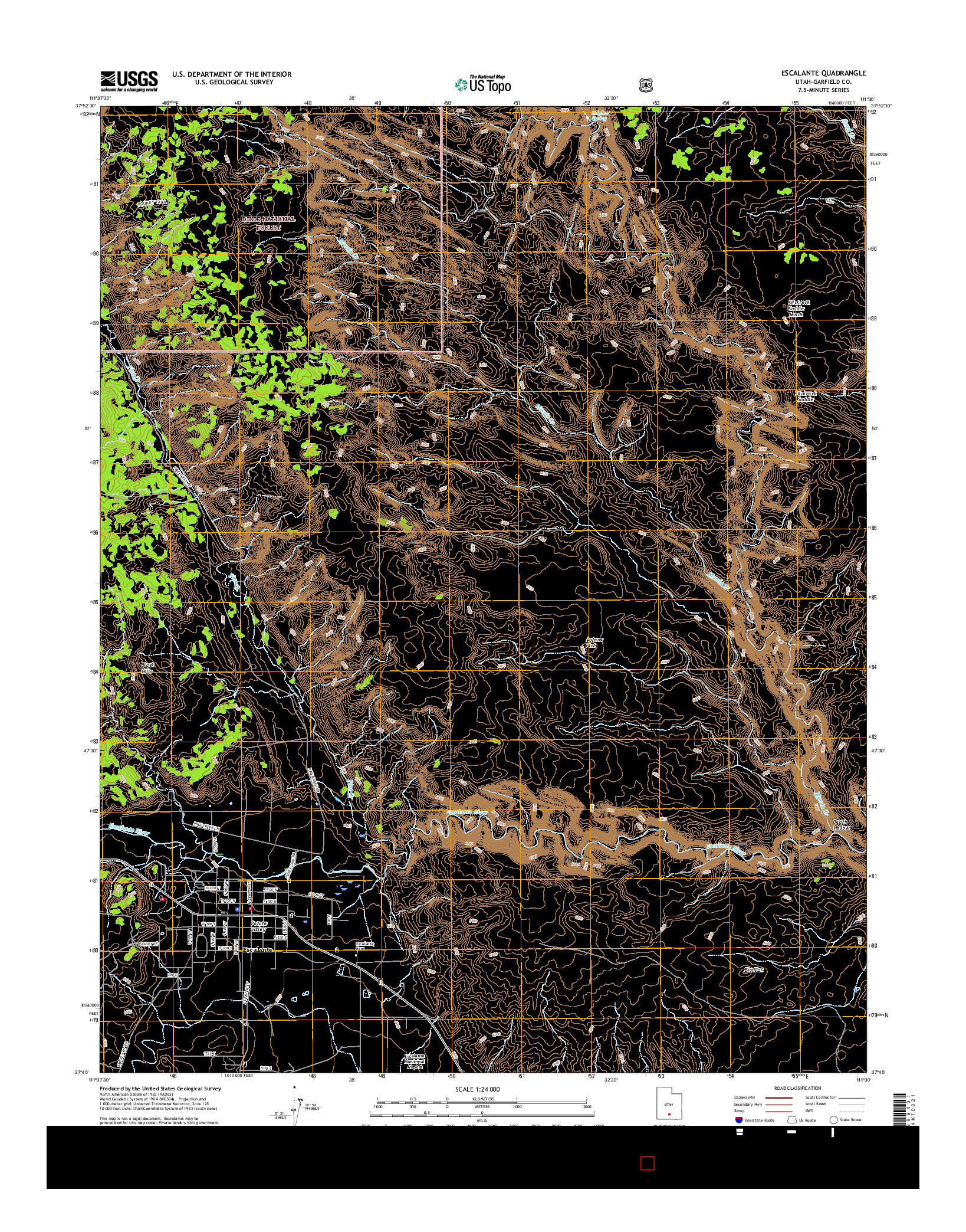 USGS US TOPO 7.5-MINUTE MAP FOR ESCALANTE, UT 2017