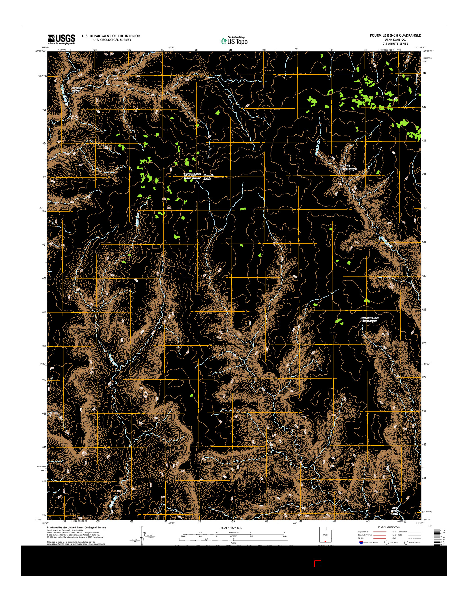 USGS US TOPO 7.5-MINUTE MAP FOR FOURMILE BENCH, UT 2017