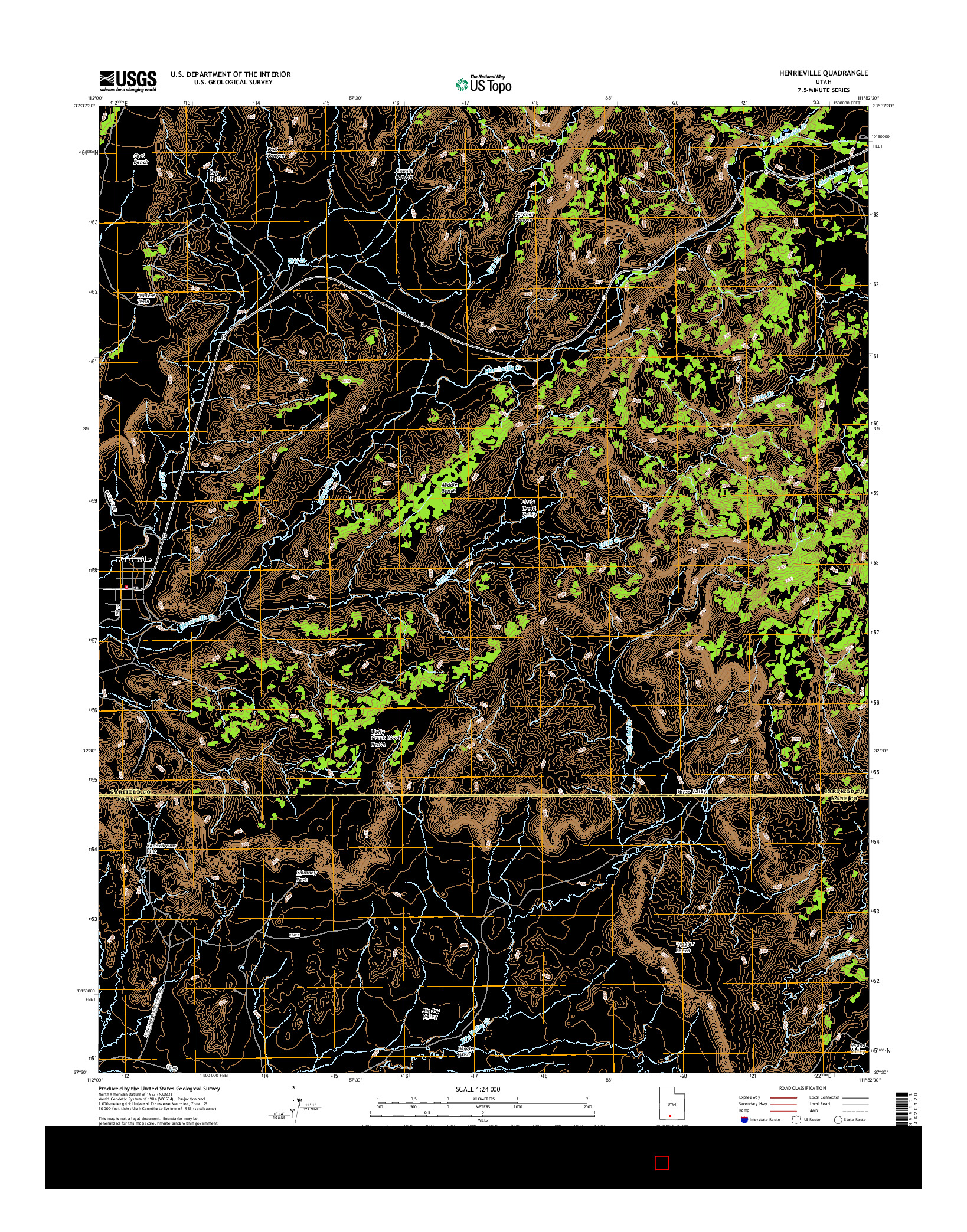 USGS US TOPO 7.5-MINUTE MAP FOR HENRIEVILLE, UT 2017