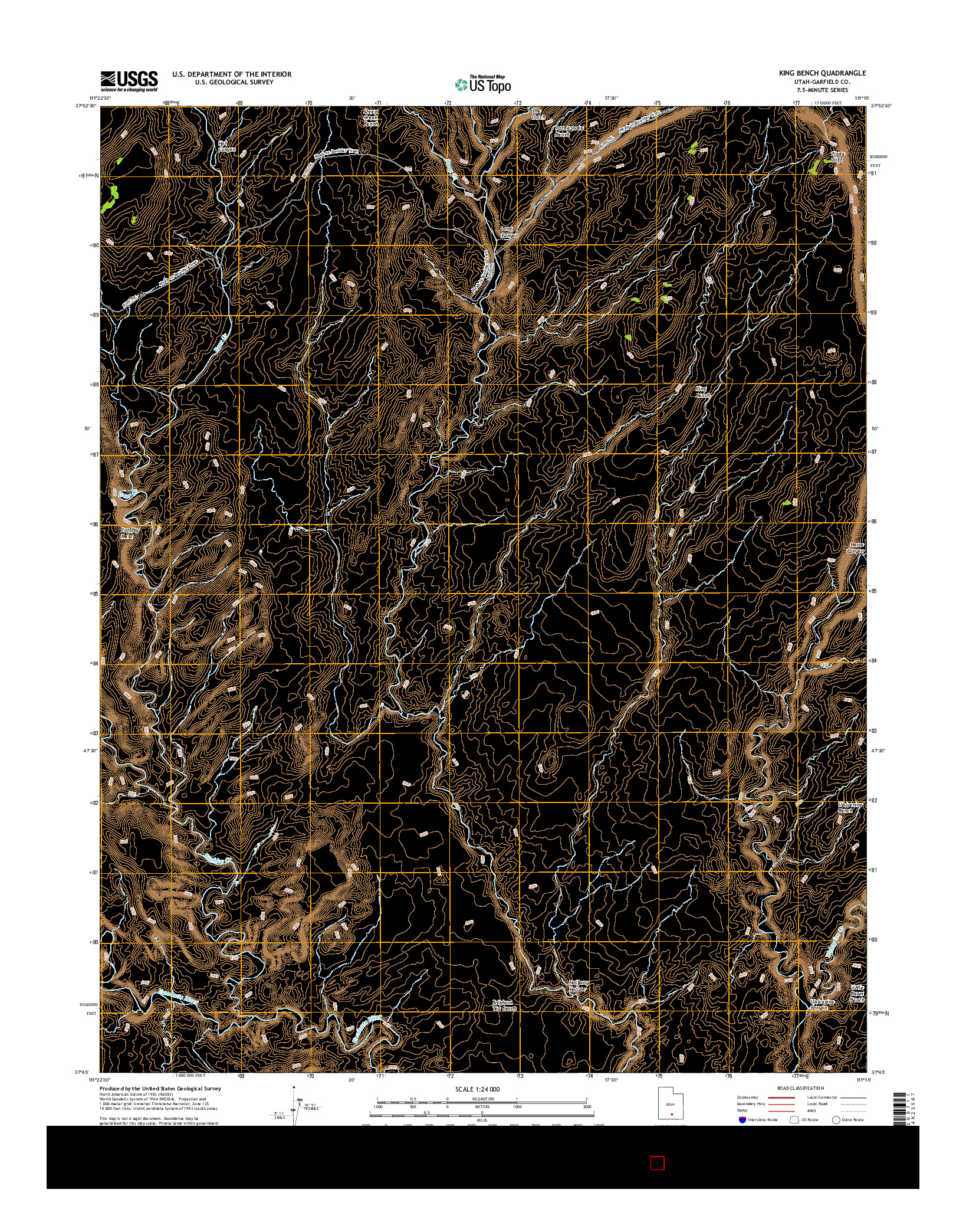 USGS US TOPO 7.5-MINUTE MAP FOR KING BENCH, UT 2017