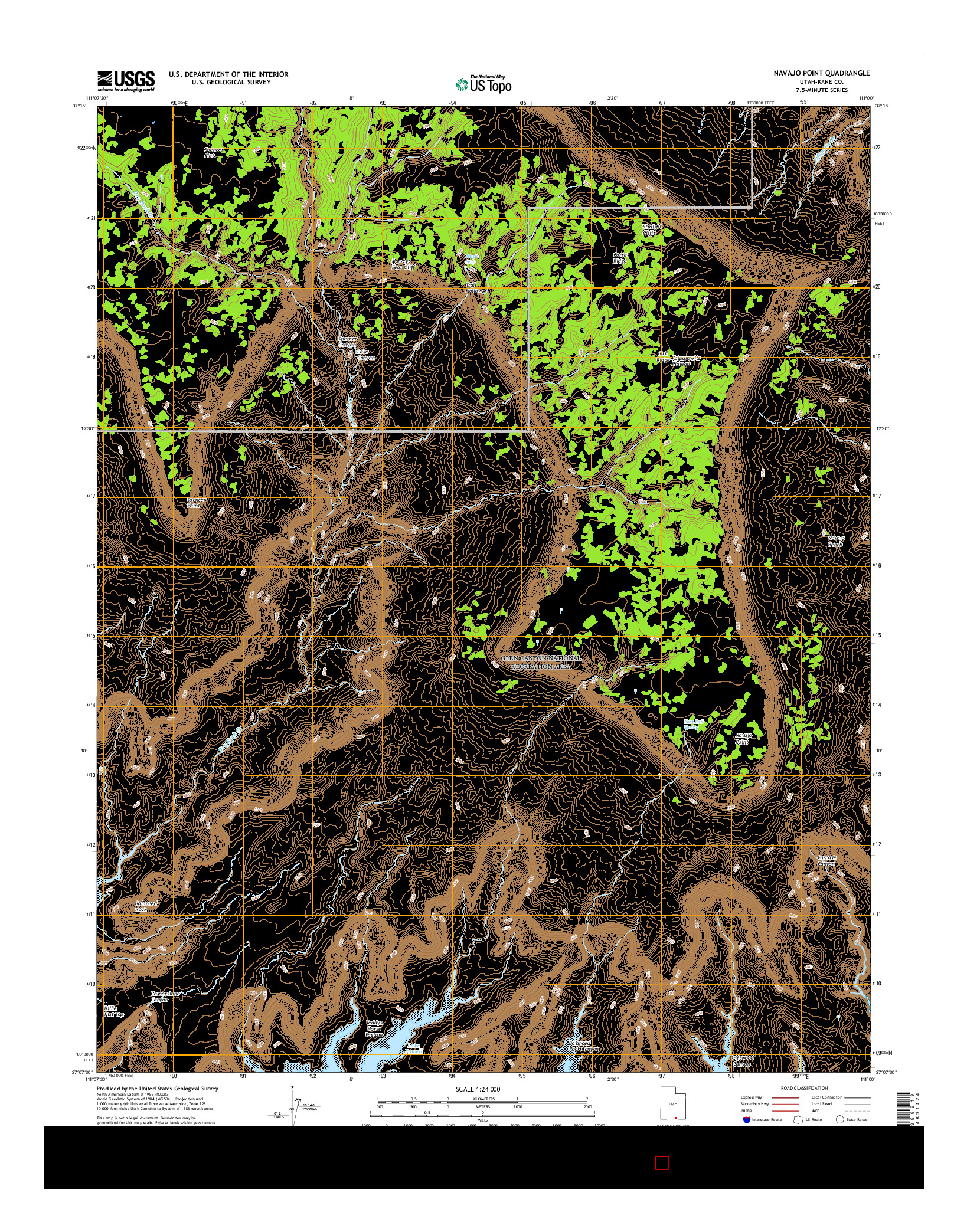 USGS US TOPO 7.5-MINUTE MAP FOR NAVAJO POINT, UT 2017