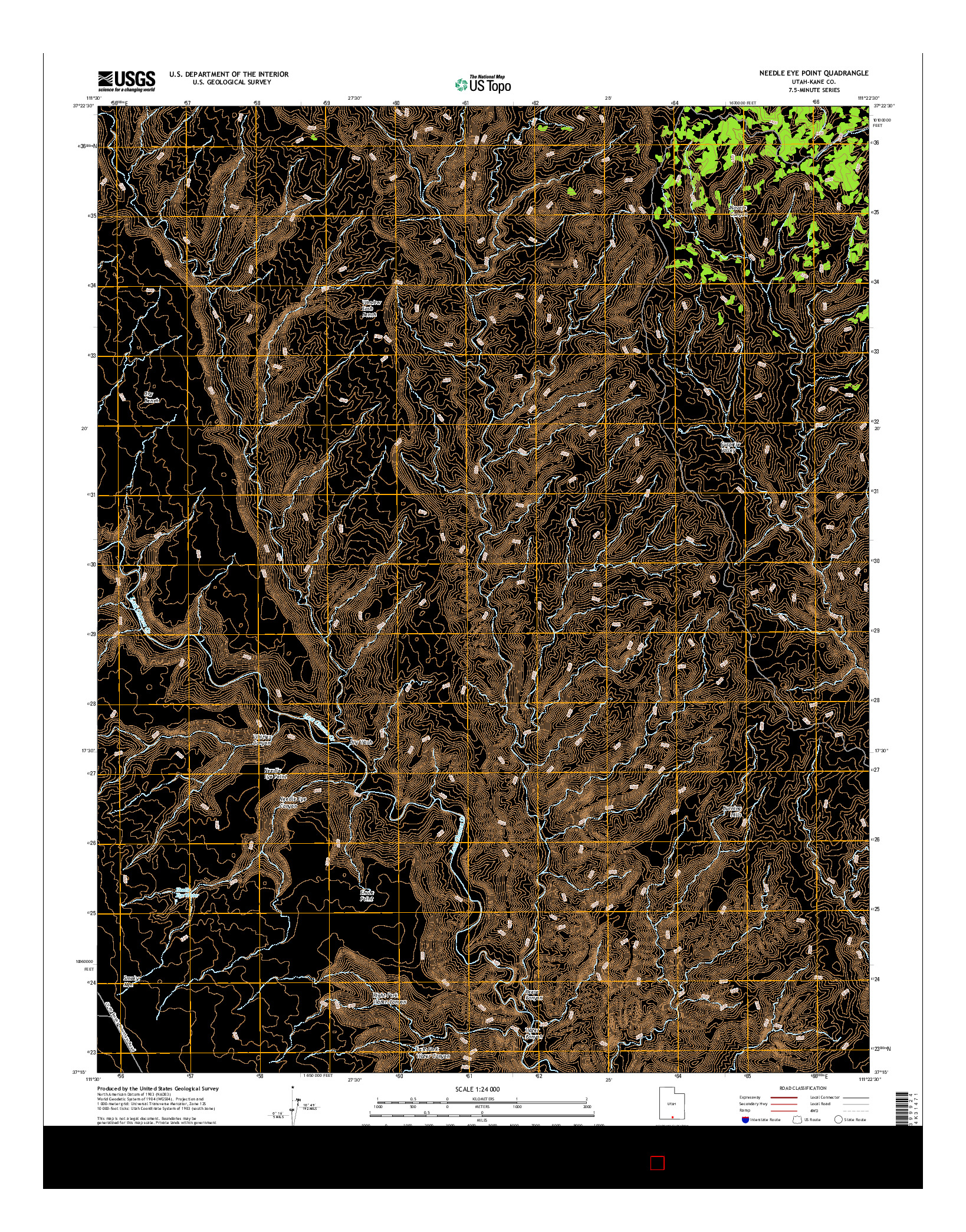 USGS US TOPO 7.5-MINUTE MAP FOR NEEDLE EYE POINT, UT 2017