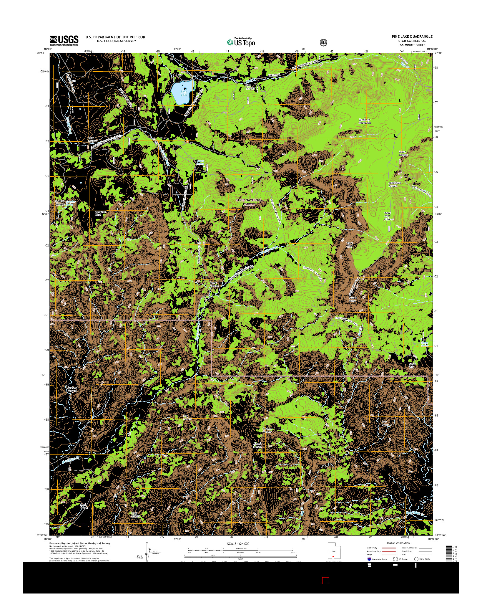 USGS US TOPO 7.5-MINUTE MAP FOR PINE LAKE, UT 2017