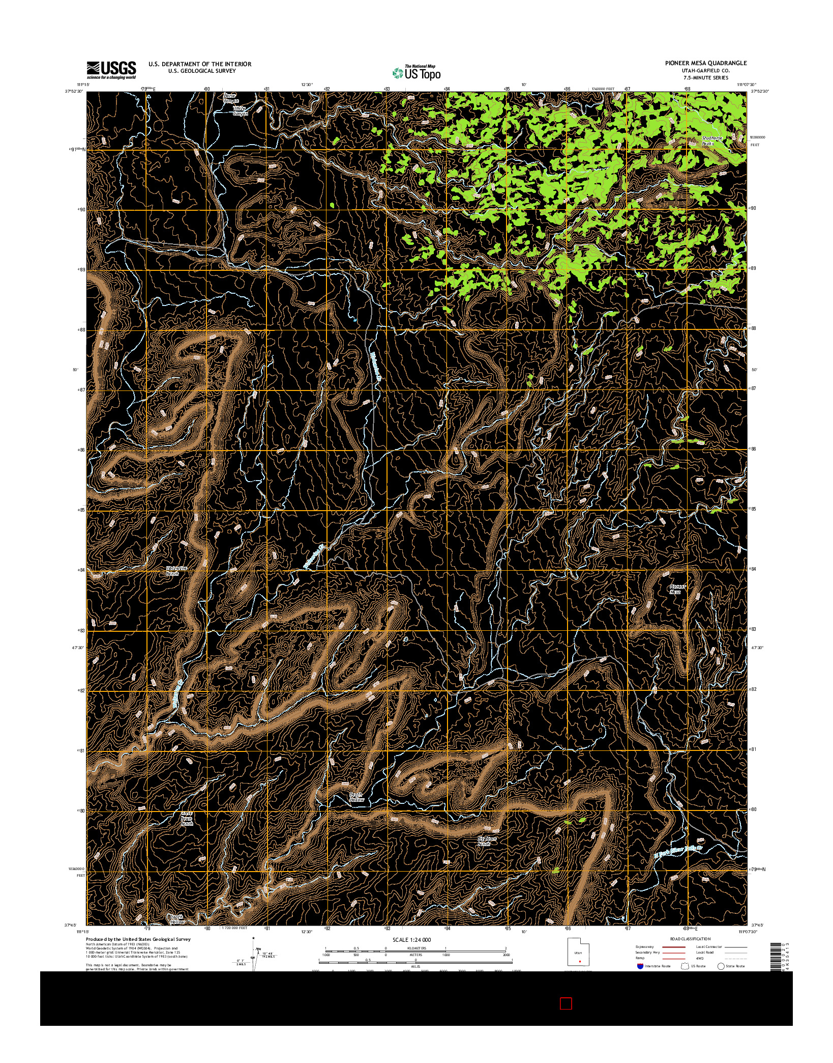 USGS US TOPO 7.5-MINUTE MAP FOR PIONEER MESA, UT 2017