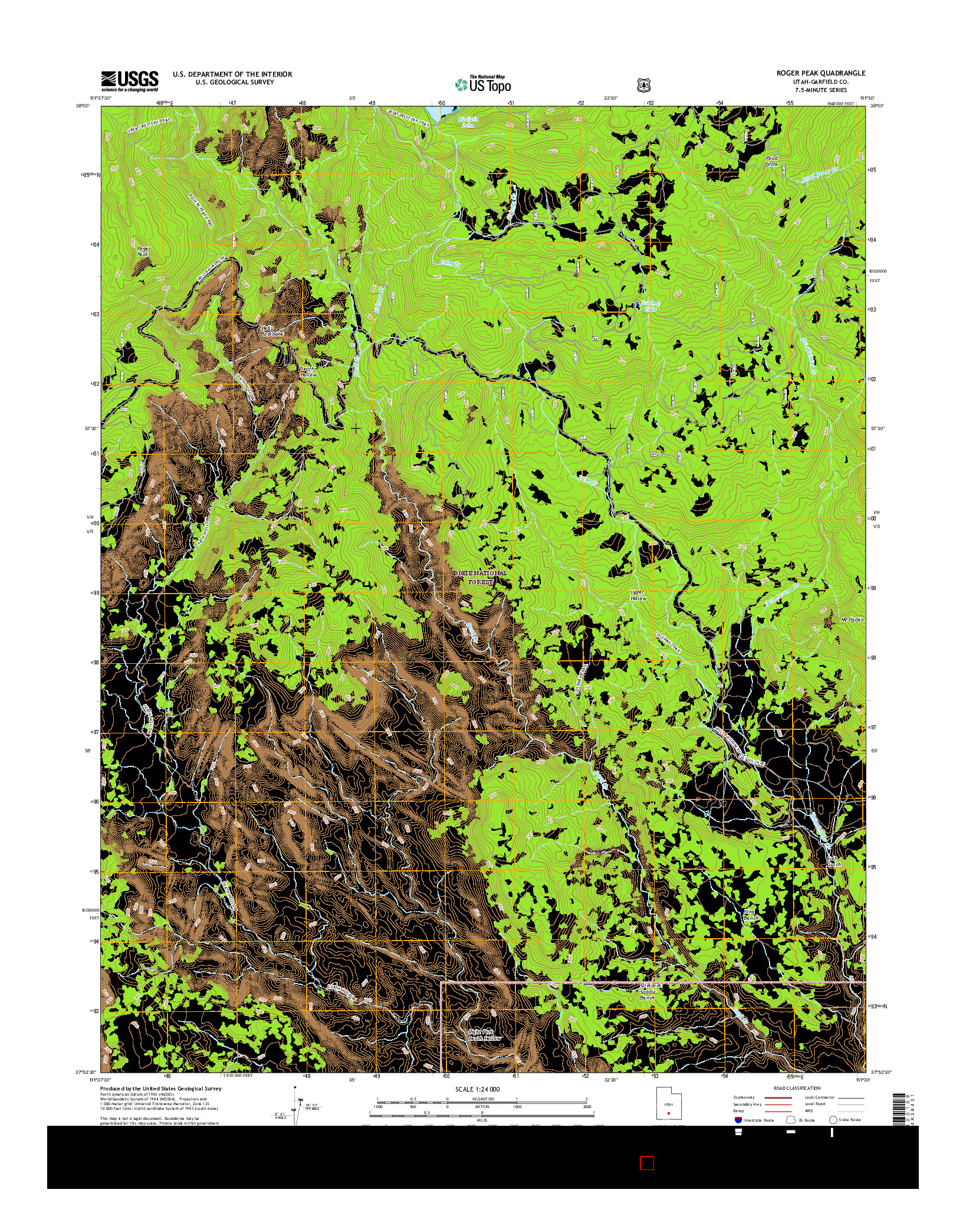 USGS US TOPO 7.5-MINUTE MAP FOR ROGER PEAK, UT 2017