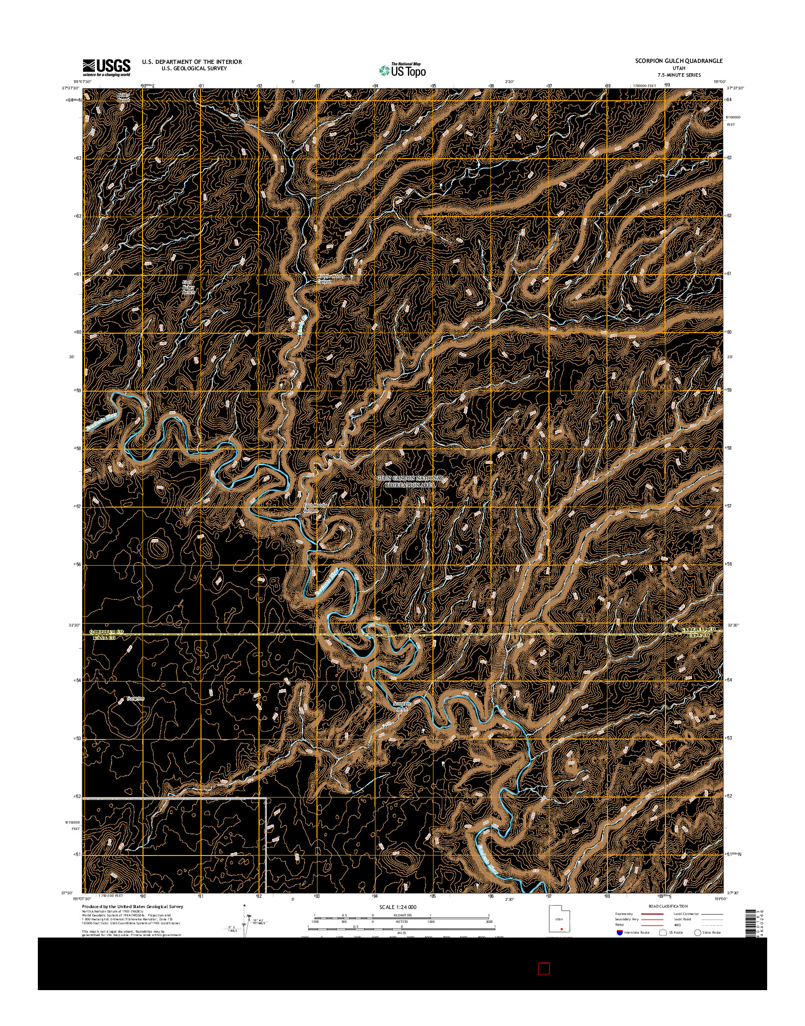 USGS US TOPO 7.5-MINUTE MAP FOR SCORPION GULCH, UT 2017