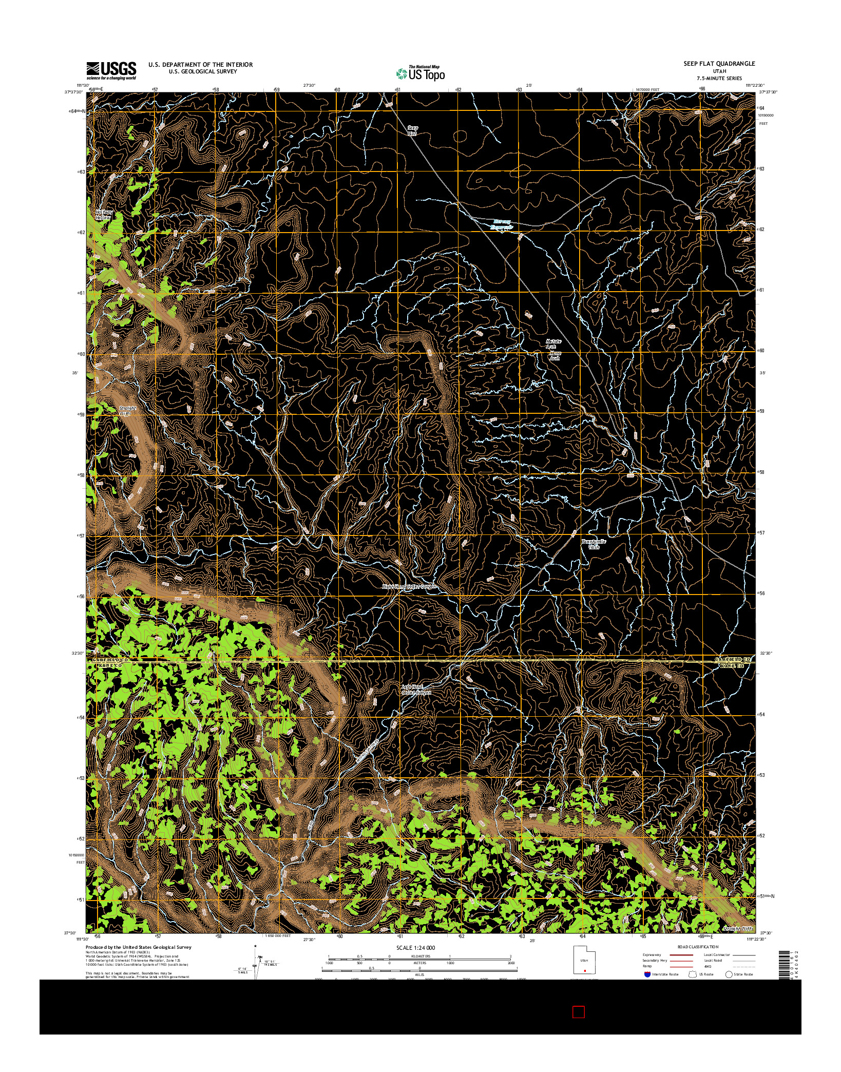 USGS US TOPO 7.5-MINUTE MAP FOR SEEP FLAT, UT 2017