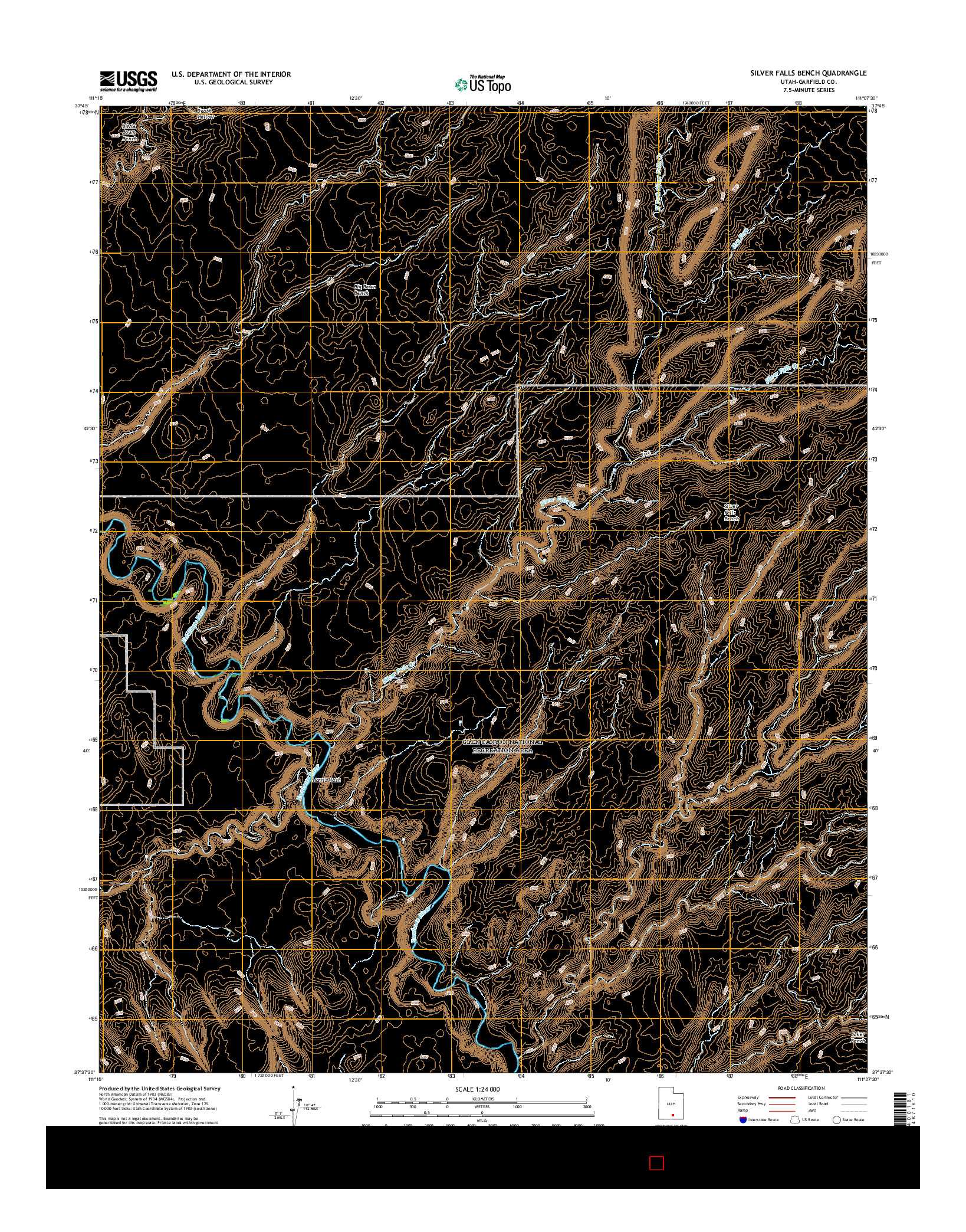 USGS US TOPO 7.5-MINUTE MAP FOR SILVER FALLS BENCH, UT 2017