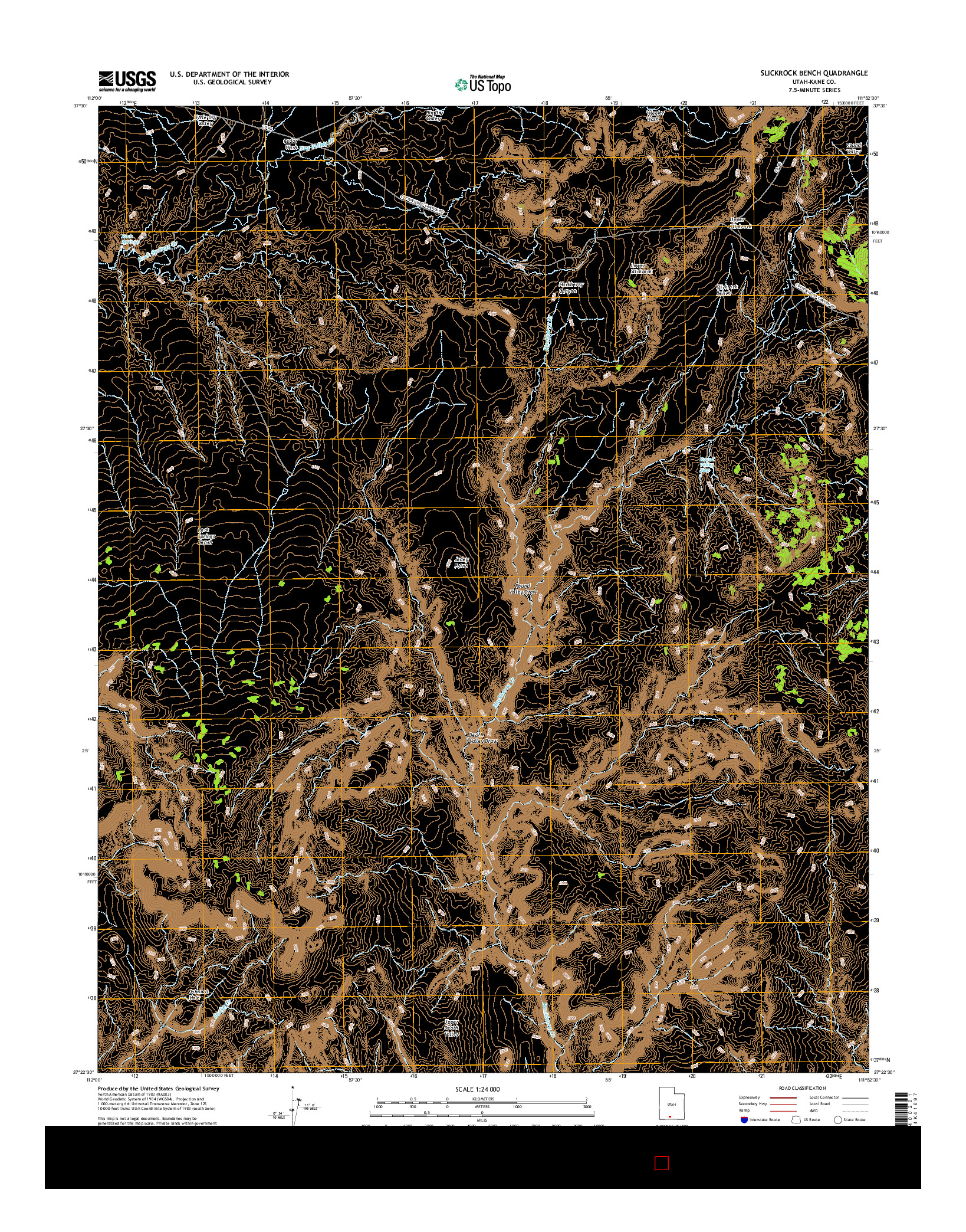 USGS US TOPO 7.5-MINUTE MAP FOR SLICKROCK BENCH, UT 2017