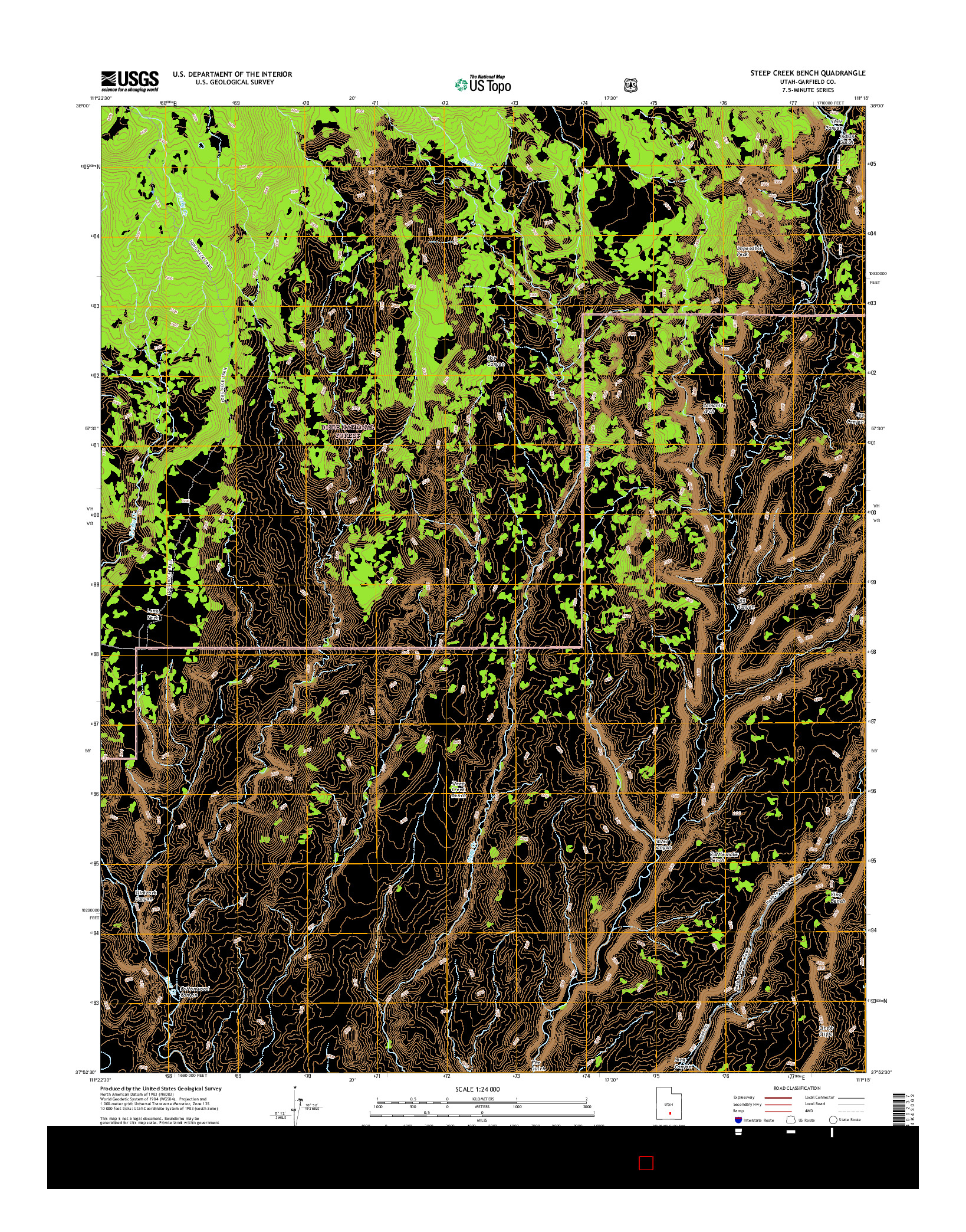 USGS US TOPO 7.5-MINUTE MAP FOR STEEP CREEK BENCH, UT 2017