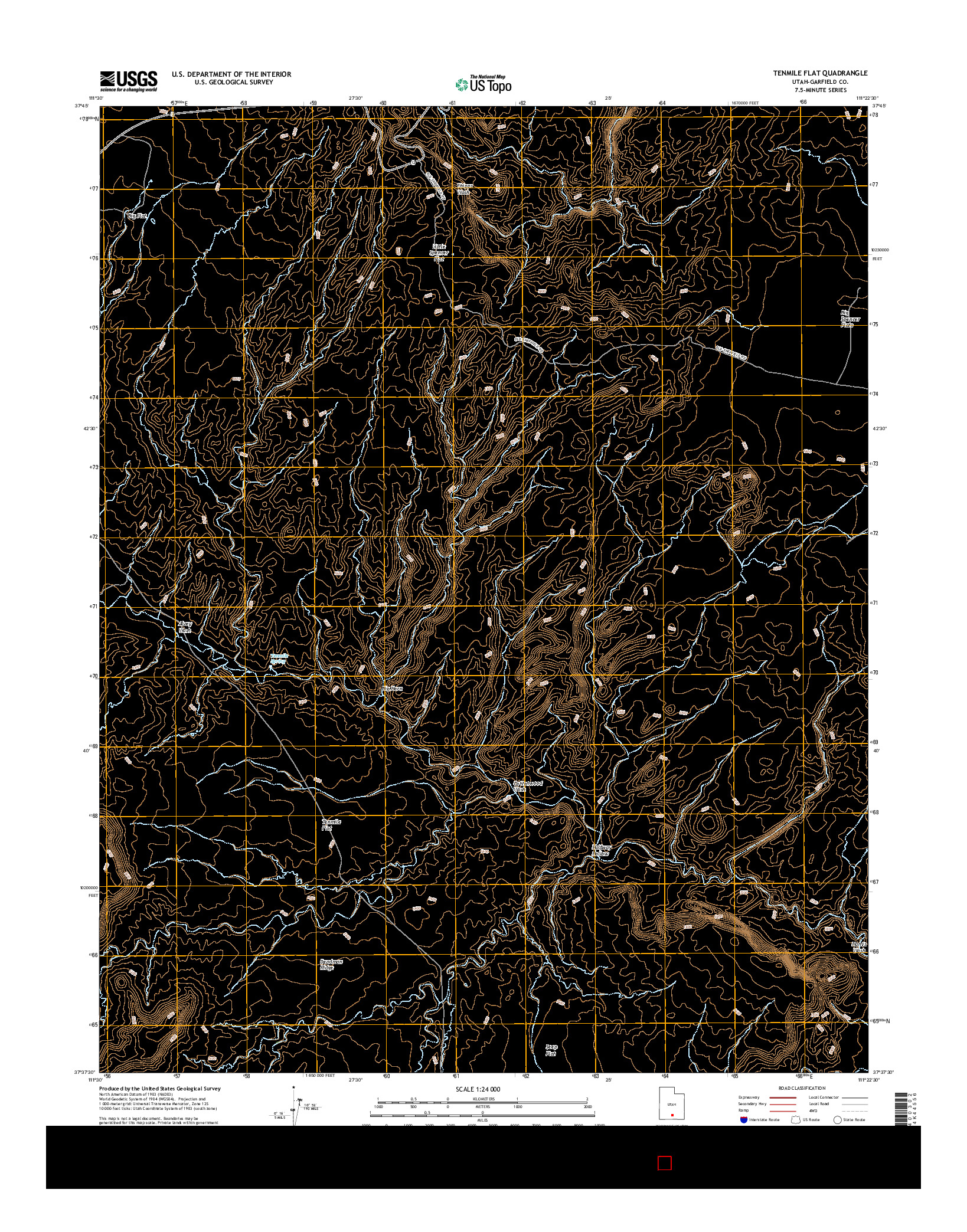 USGS US TOPO 7.5-MINUTE MAP FOR TENMILE FLAT, UT 2017