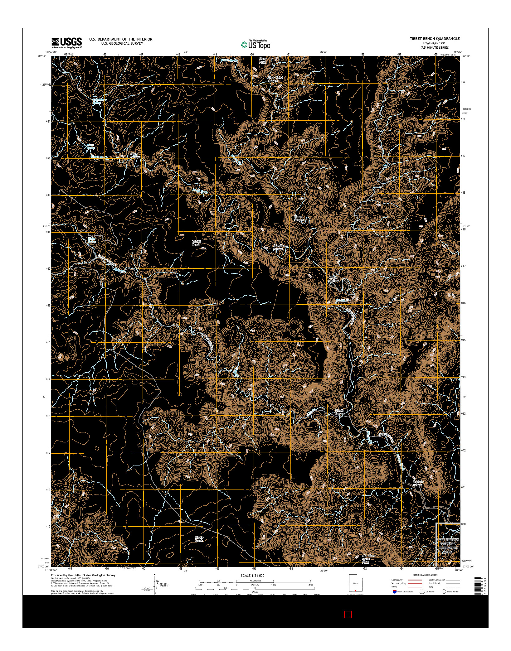 USGS US TOPO 7.5-MINUTE MAP FOR TIBBET BENCH, UT 2017