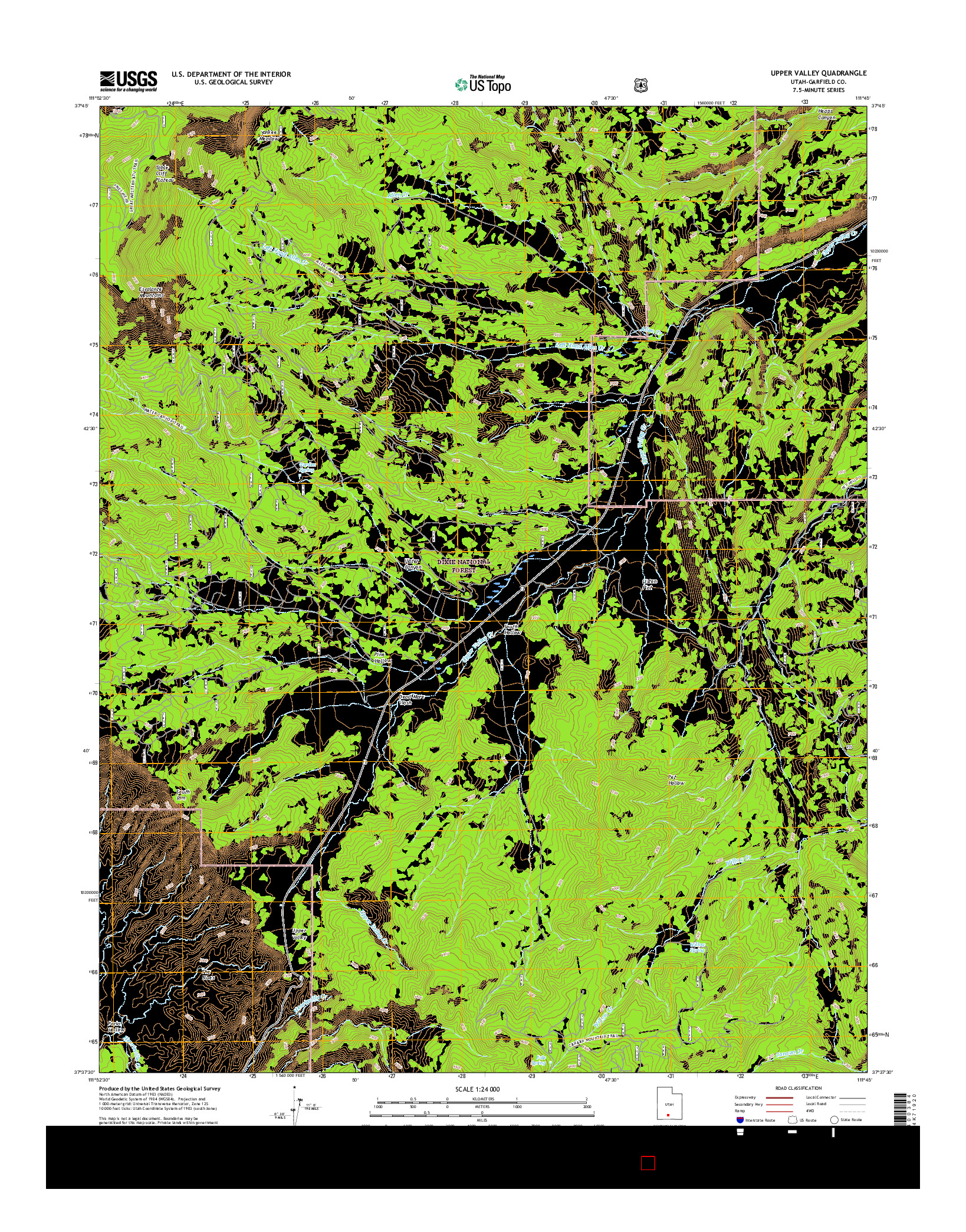 USGS US TOPO 7.5-MINUTE MAP FOR UPPER VALLEY, UT 2017