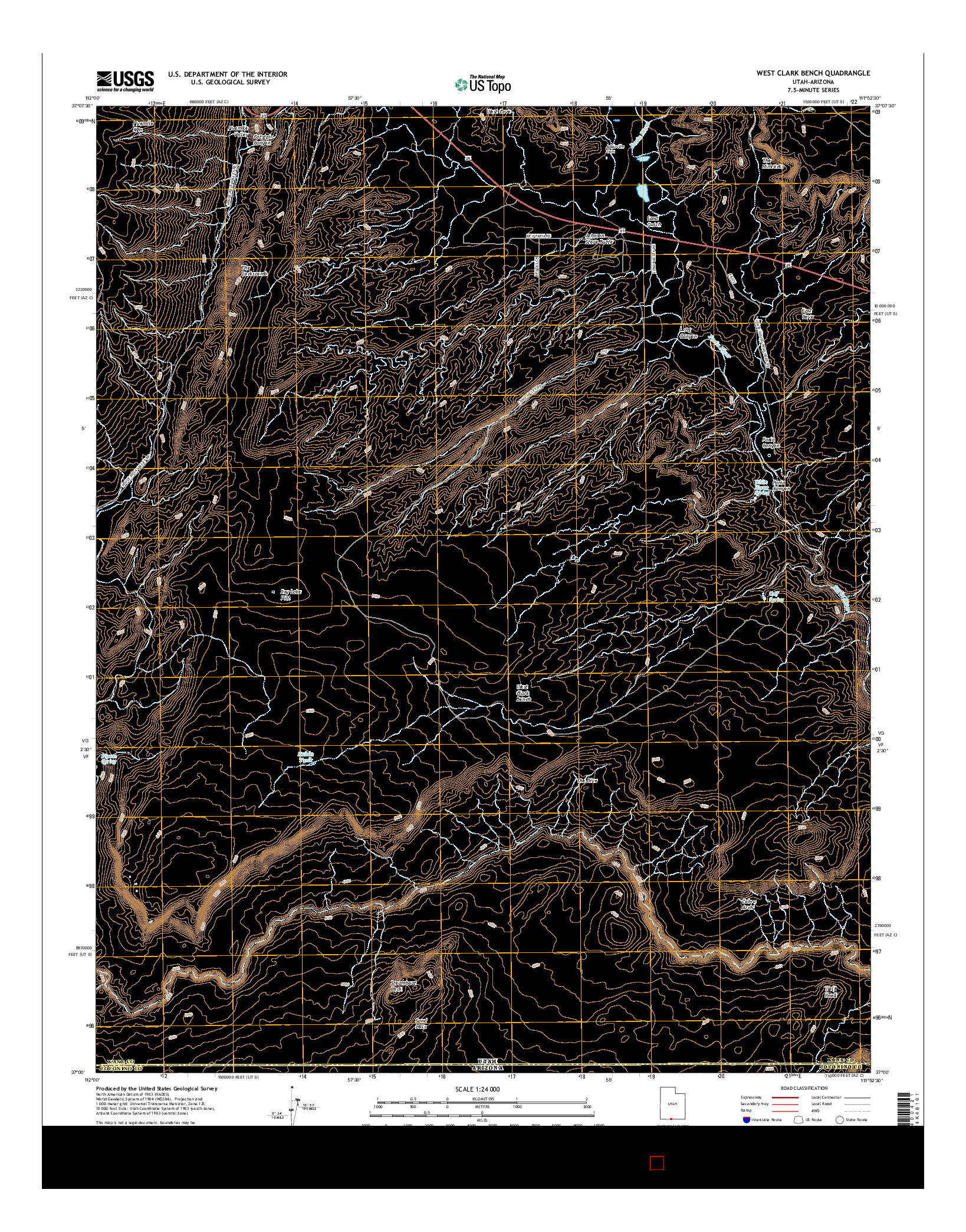 USGS US TOPO 7.5-MINUTE MAP FOR WEST CLARK BENCH, UT-AZ 2017