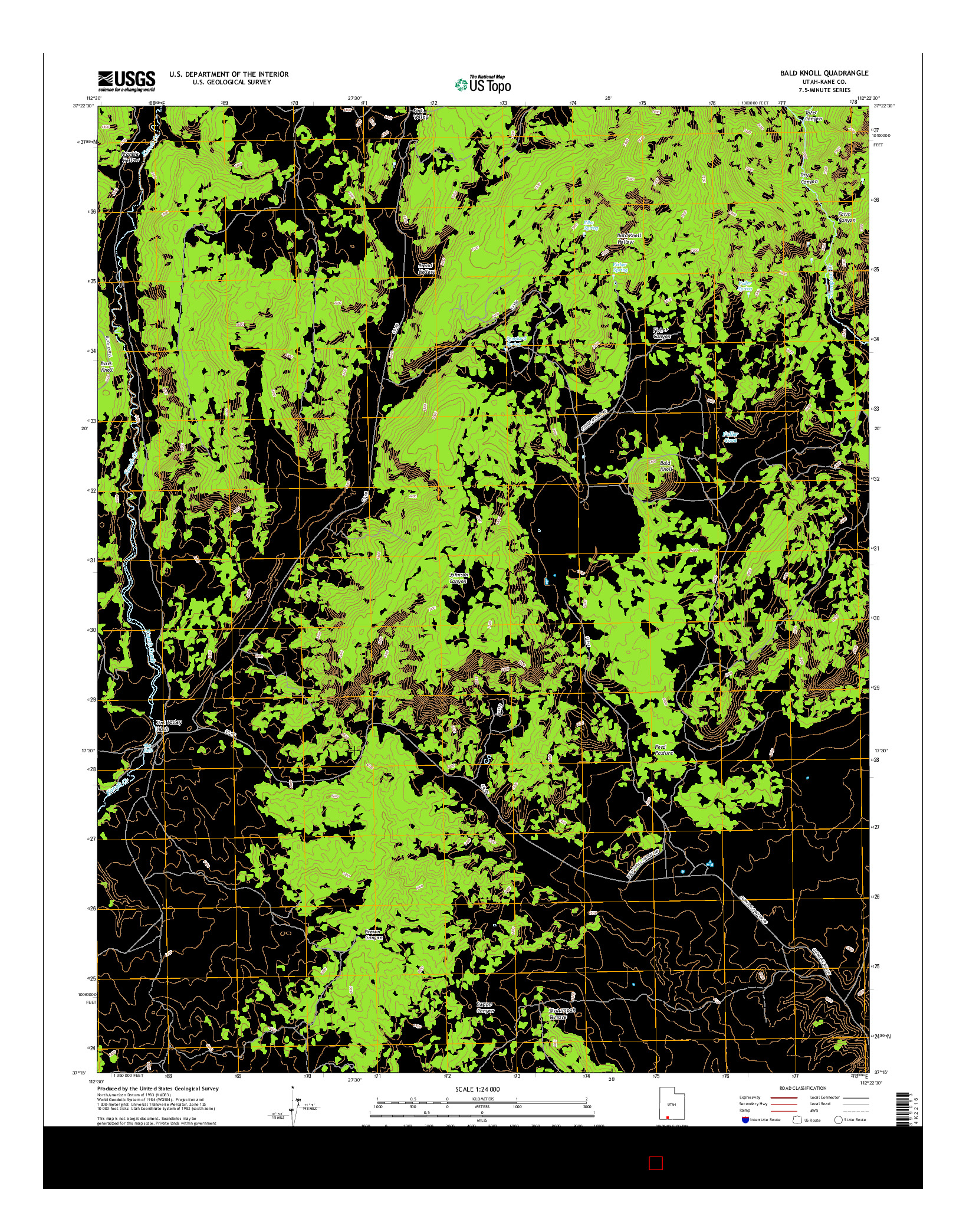 USGS US TOPO 7.5-MINUTE MAP FOR BALD KNOLL, UT 2017