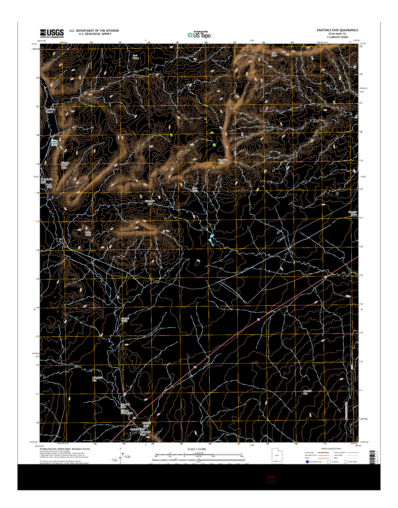 USGS US TOPO 7.5-MINUTE MAP FOR EIGHTMILE PASS, UT 2017