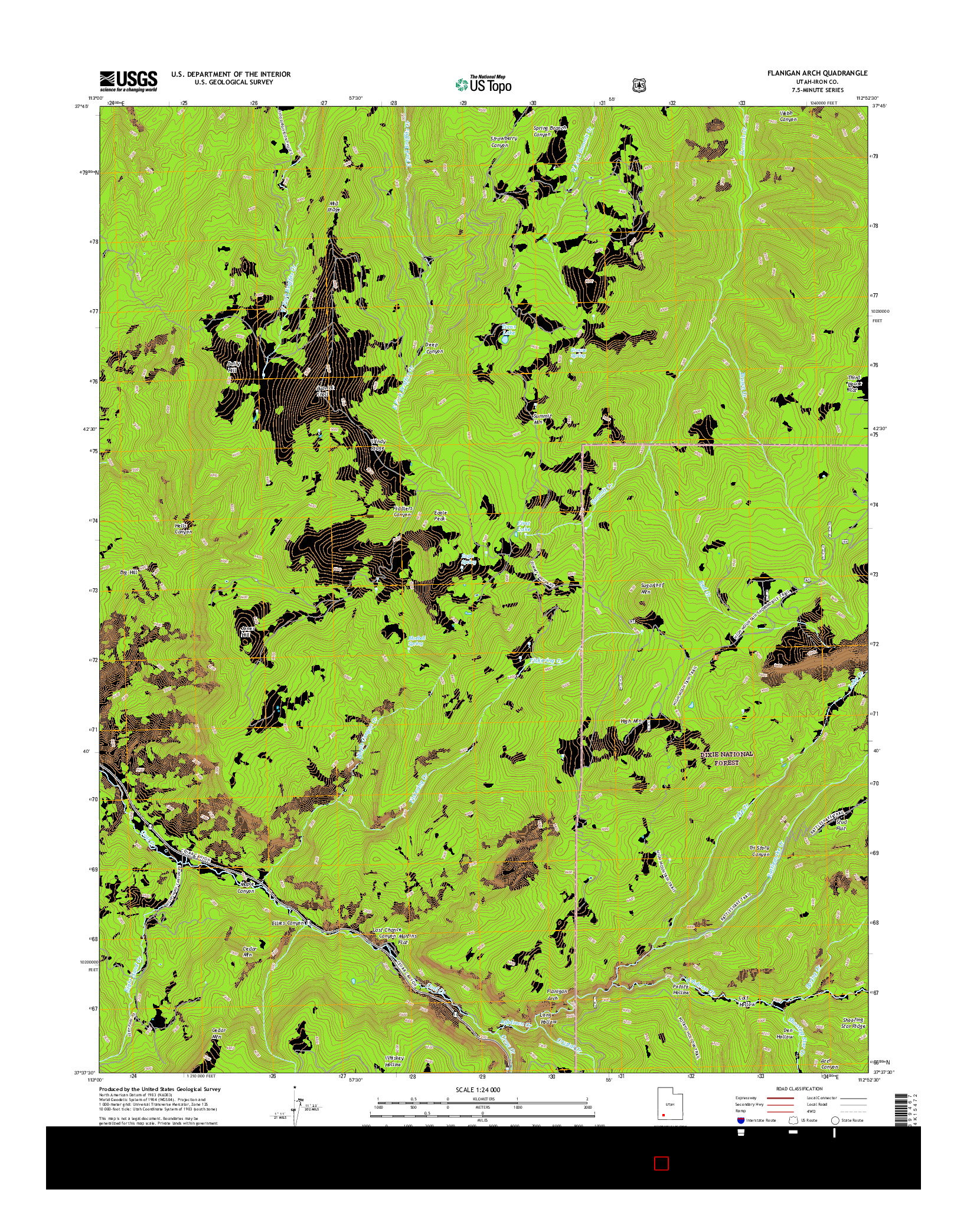 USGS US TOPO 7.5-MINUTE MAP FOR FLANIGAN ARCH, UT 2017